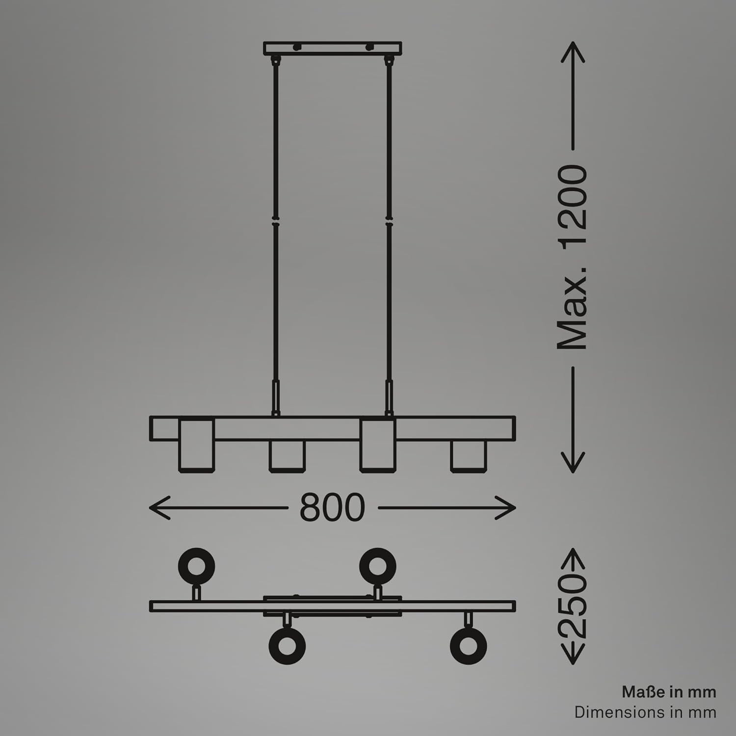 ERA SOSP.LED 4XGU10 9W METALLO GRIGIO/CAFFE