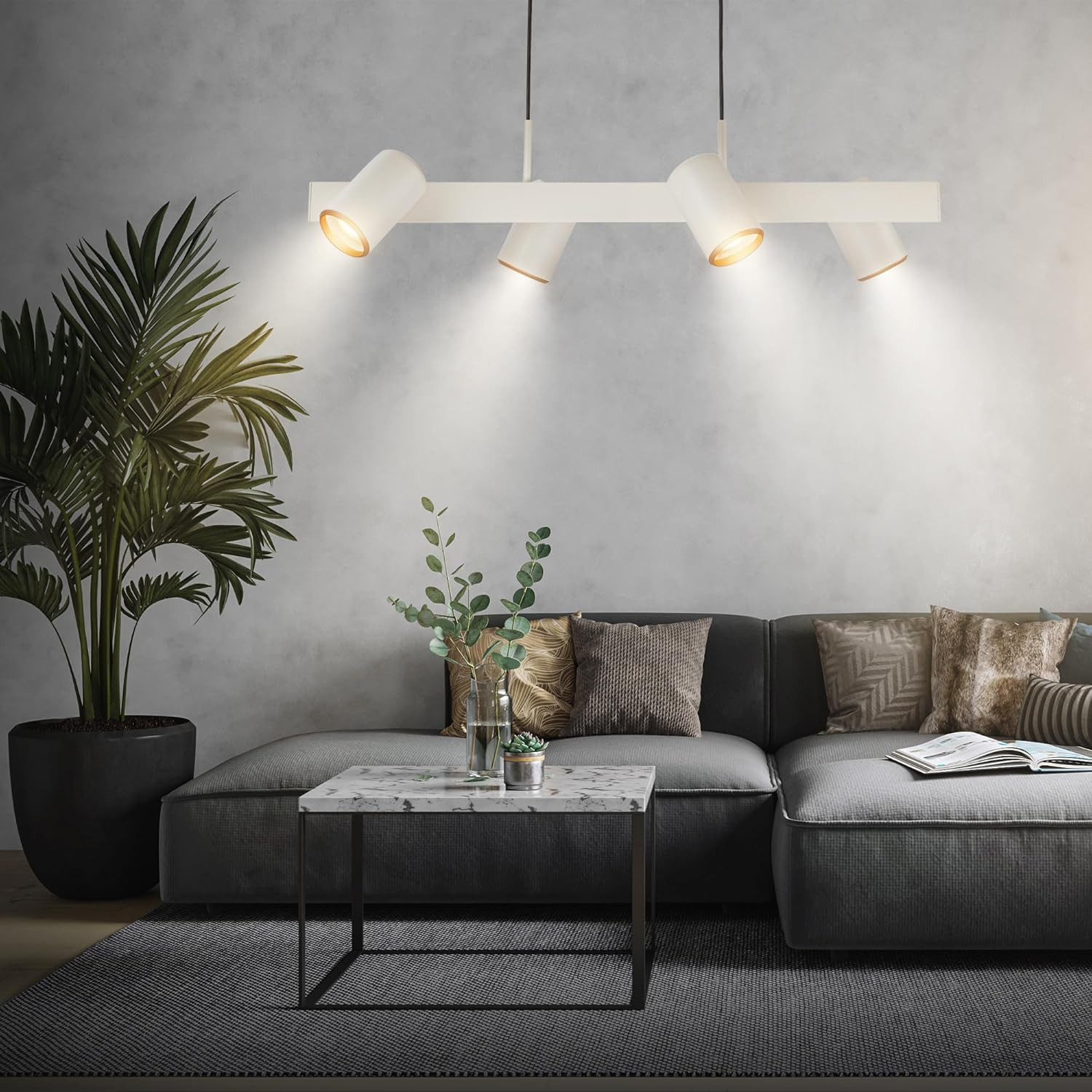 ERA SOSP.LED 4XGU10 9W METALLO GRIGIO/CAFFE