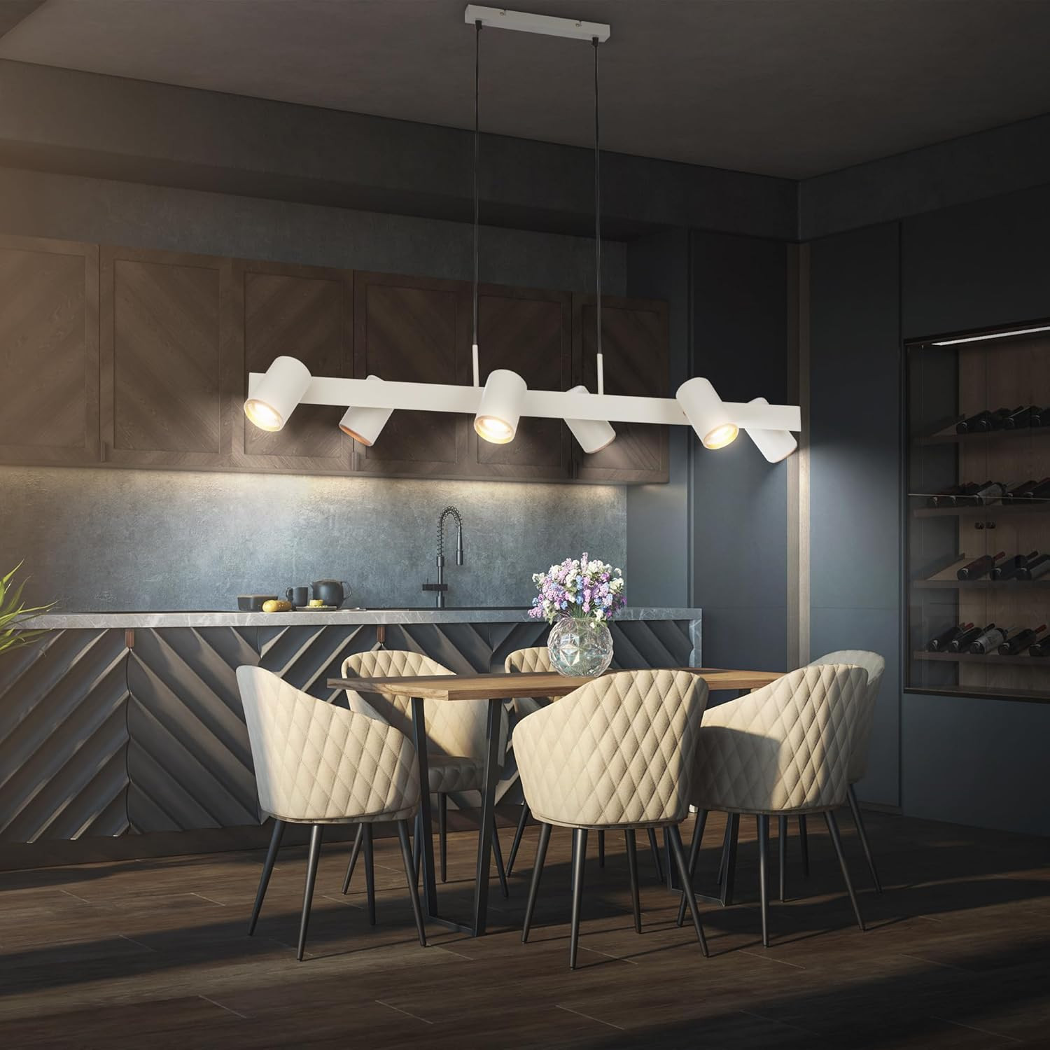 ERA SOSP.LED 6XGU10 9W METALLO GRIGIO/CAFFE