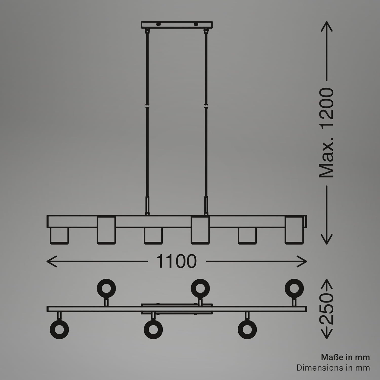 ERA SOSP.LED 6XGU10 9W METALLO GRIGIO/CAFFE