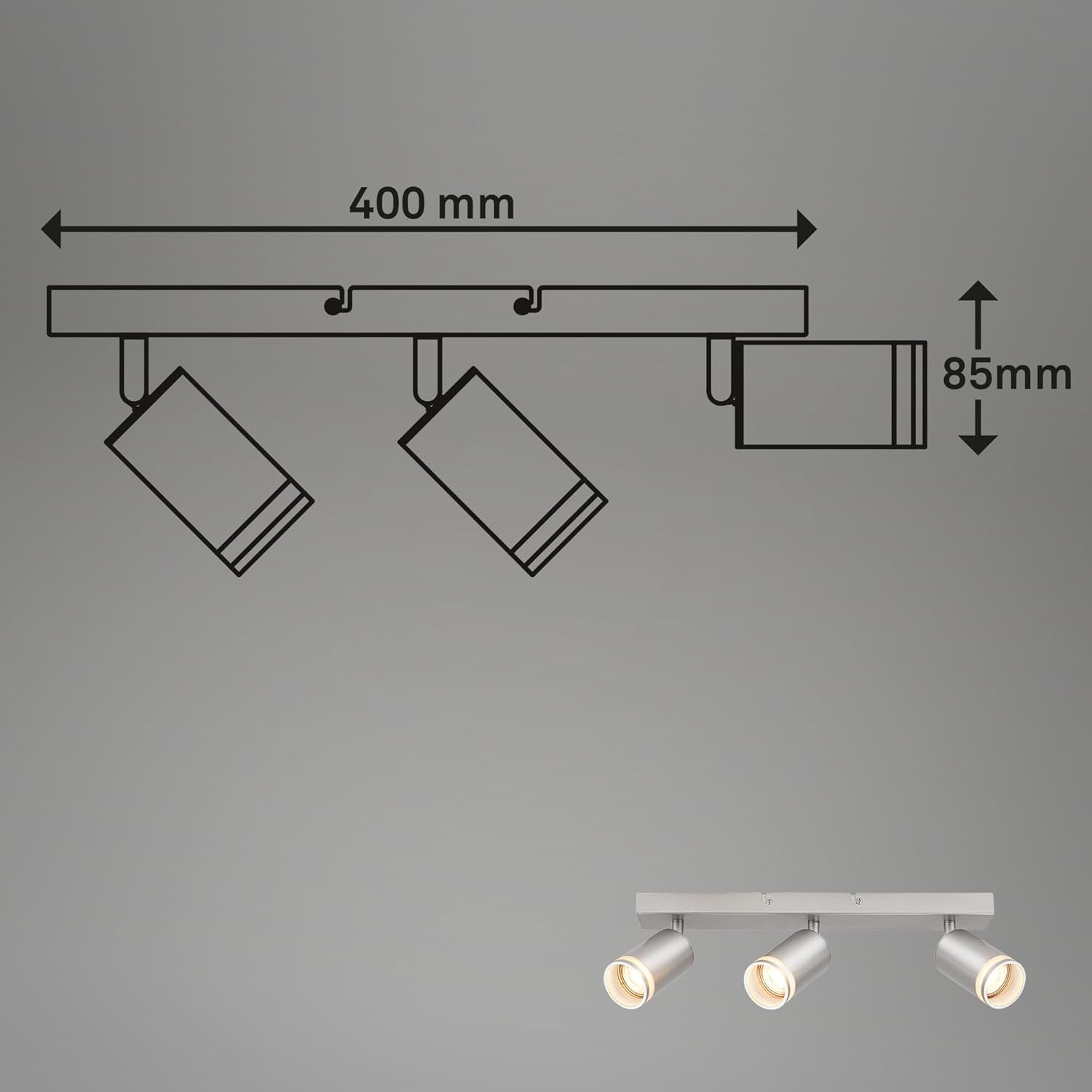 RUB BARRA SPOT 3XGU10 9W METALLO/VETRO/CROMO