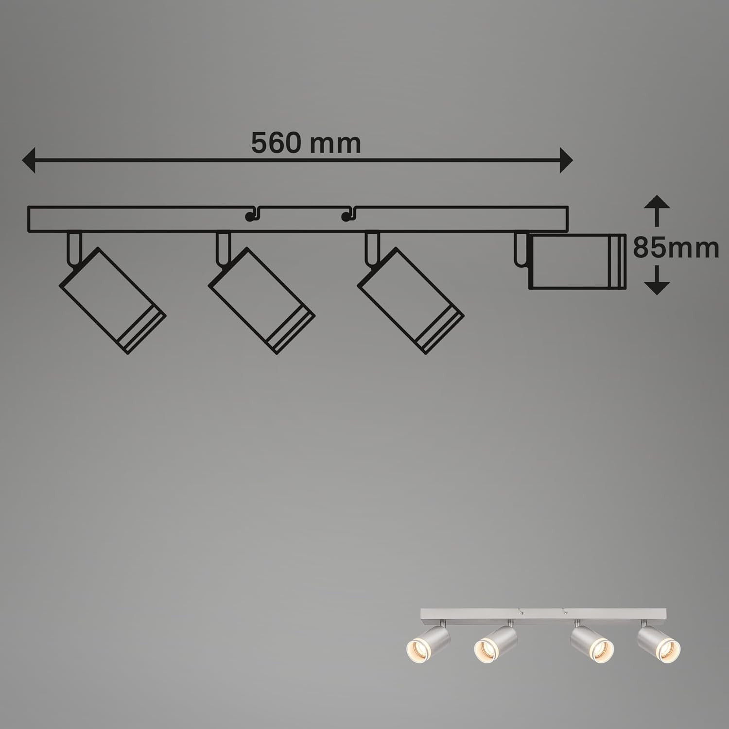 RUB BARRA SPOT 4XGU10 9W METALLO/VETRO/CROMO