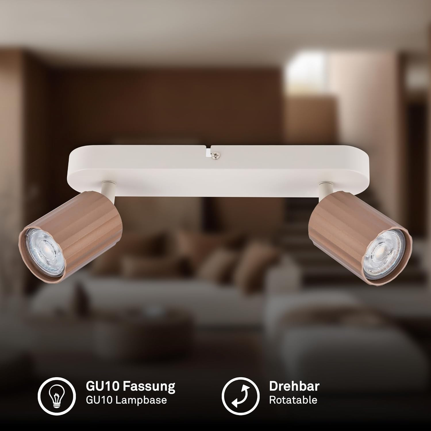 SKAFT FARETTO LED 2XGU10 9W CAFFE/GRIGIO