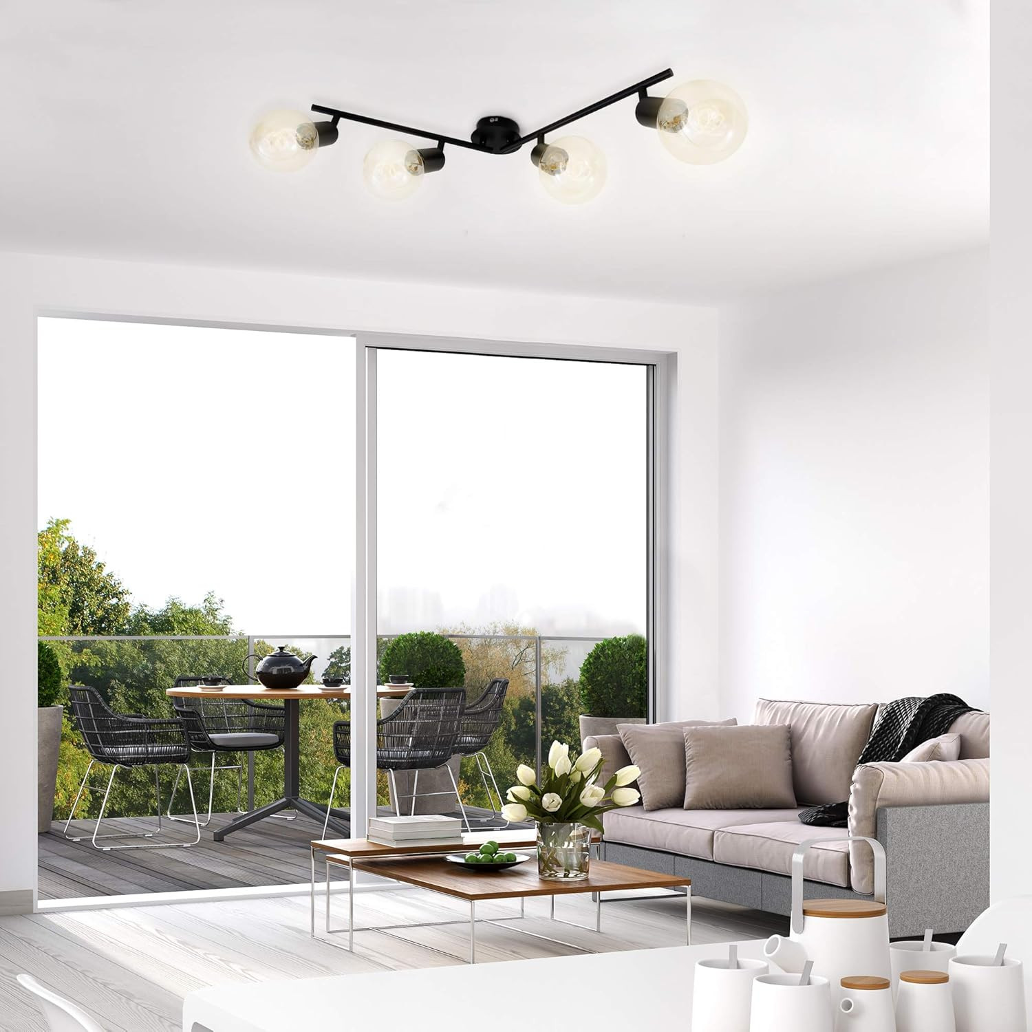 PEARL BARRA SNODATA 4XE27 NERO