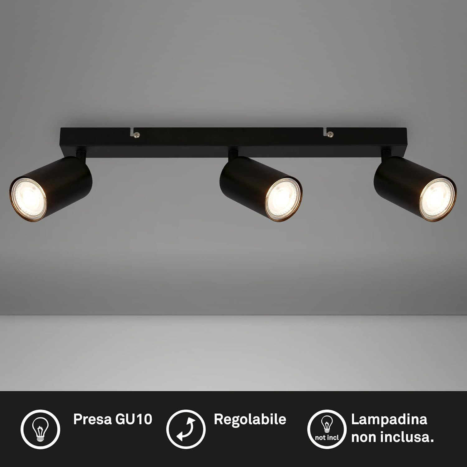 TIB FARETTO LED 3XGU10 9W MET/NERO