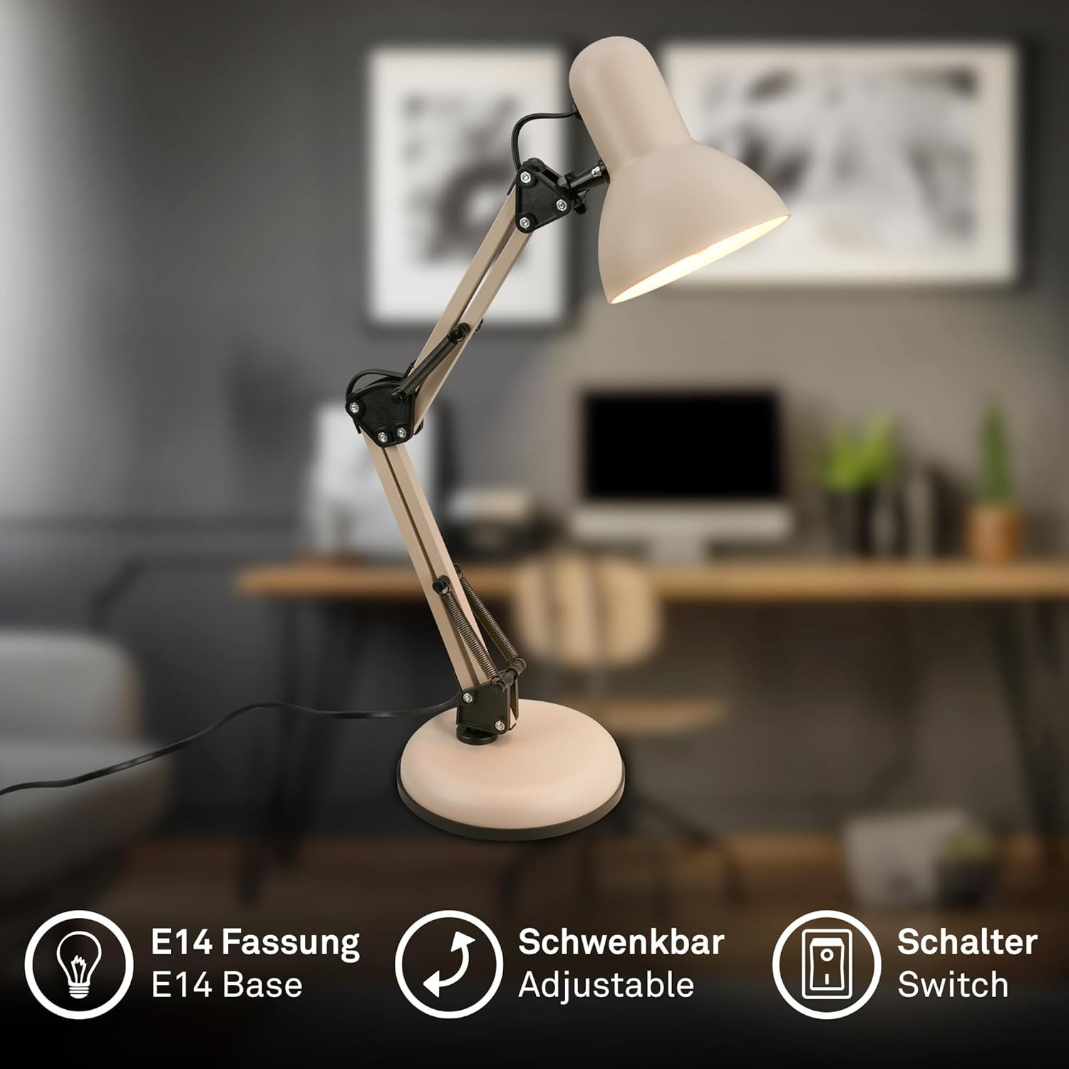 PIXA LAMPADA TAVOLO E14 25W BEIGE