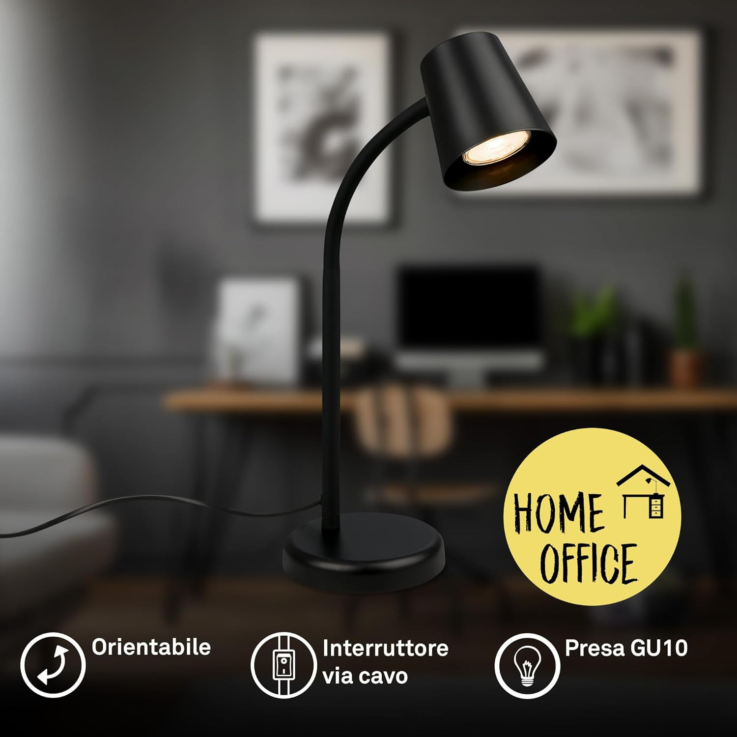 SKRIVA LAMPADA H.38.5 1XGU10 METALLO NERO