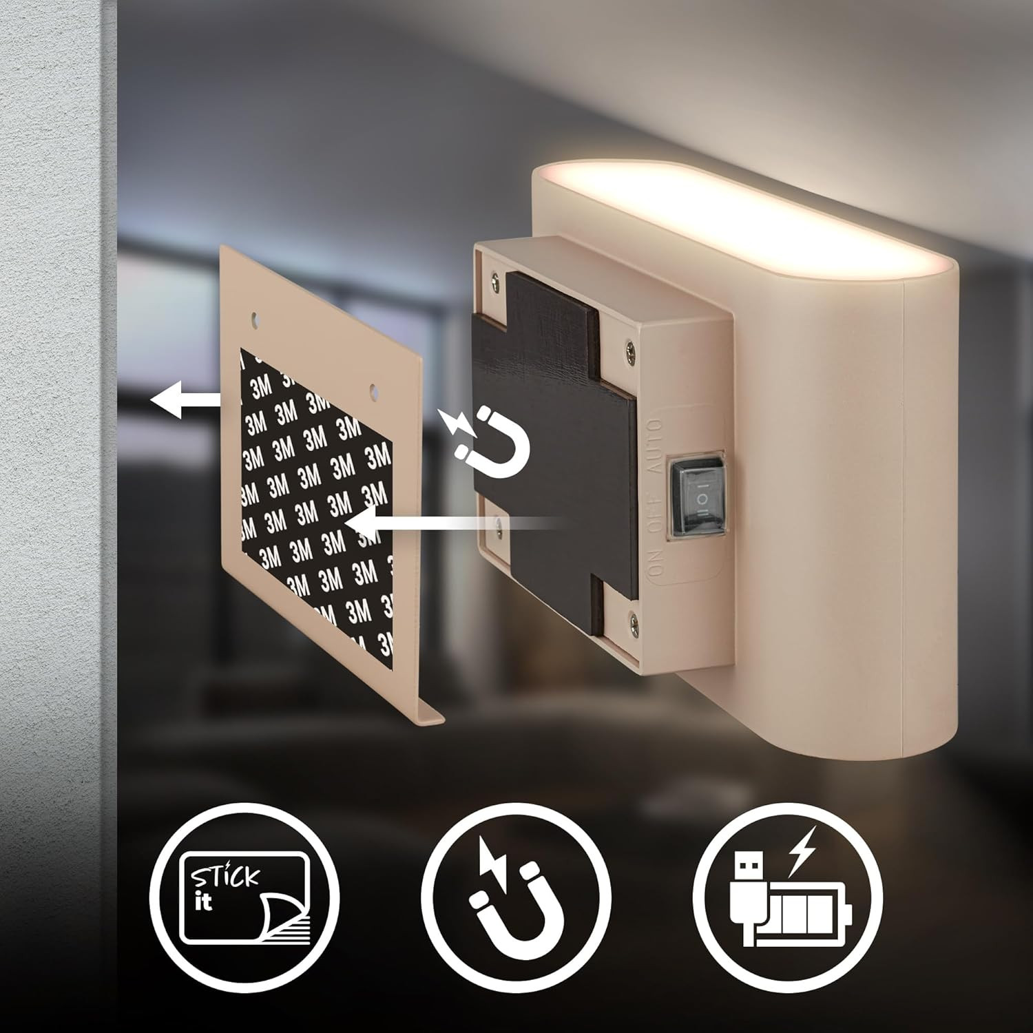 APPLIQUE LED C/SENSORE 3W 3K BEIGE