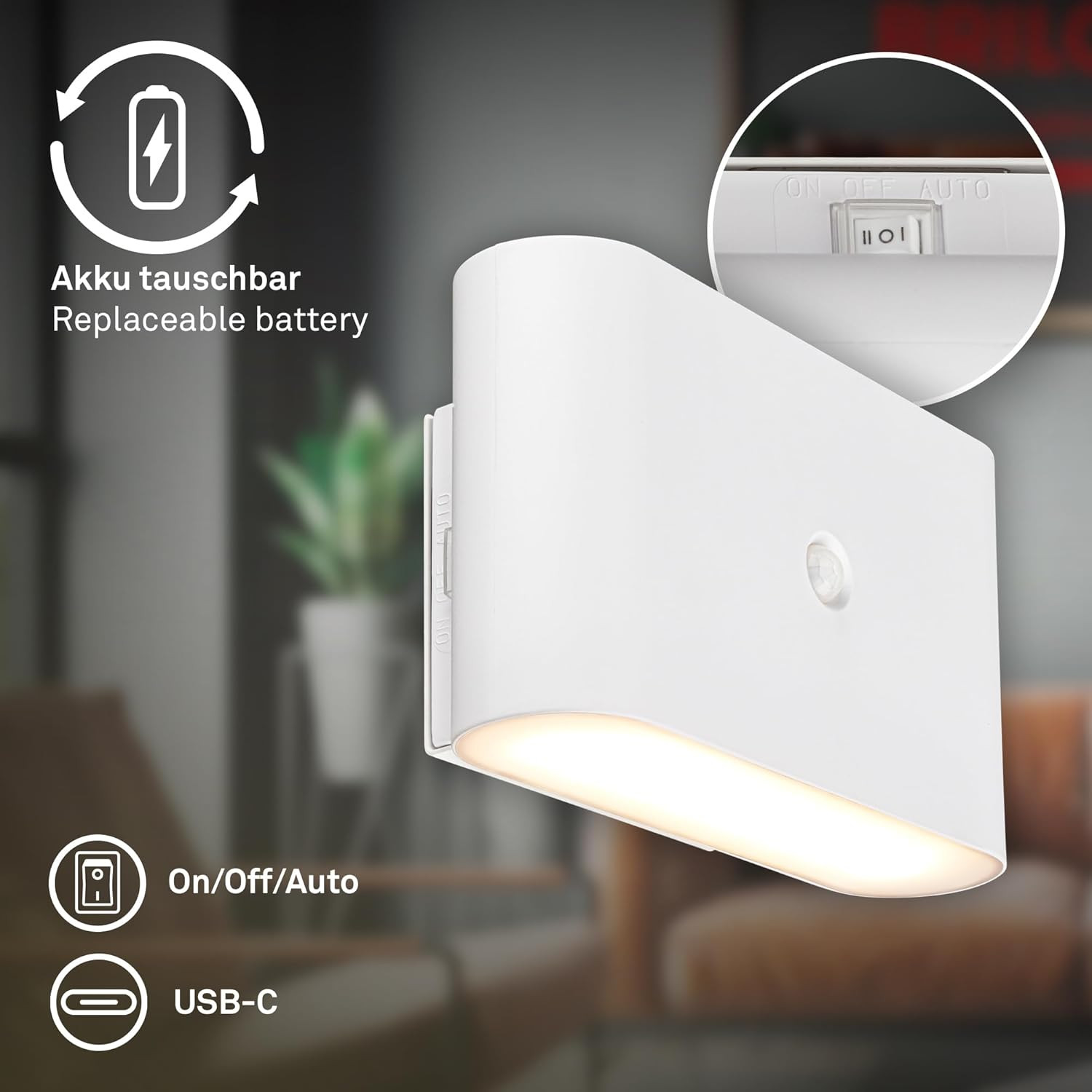 APPLIQUE LED C/SENSORE 3W 3K BIANCA