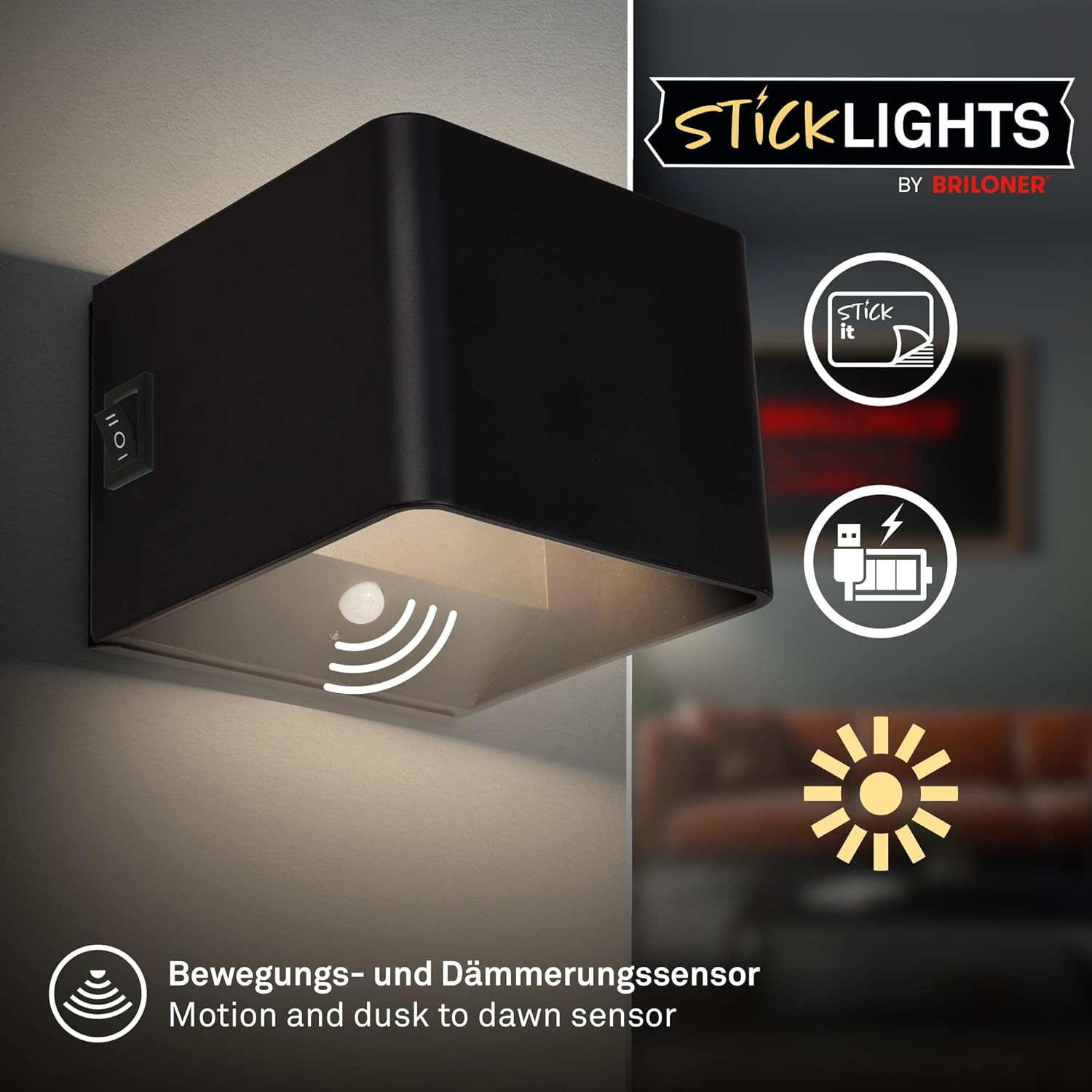 APPLIQUE LED C/SENSORE 1.5W 3K NERO