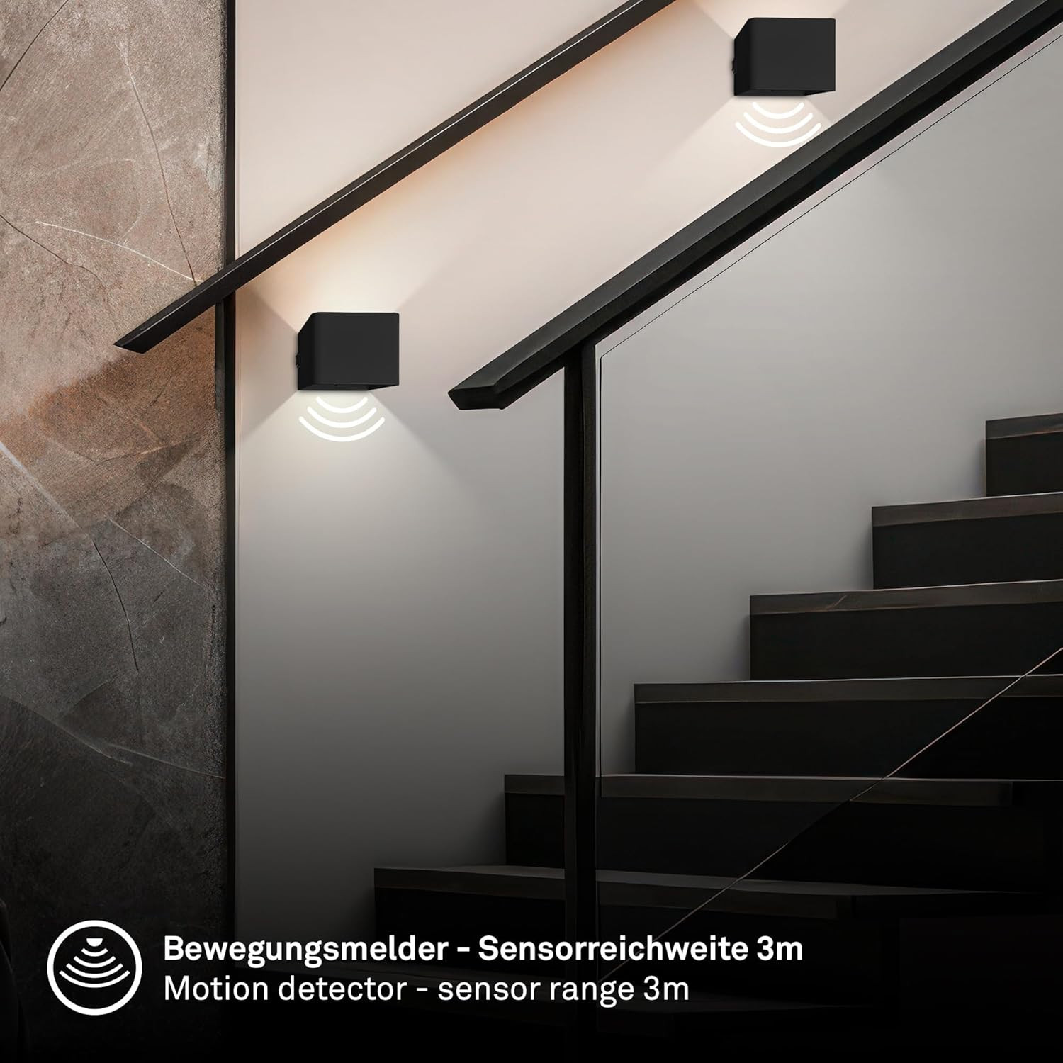 APPLIQUE LED C/SENSORE 1.5W 3K NERO