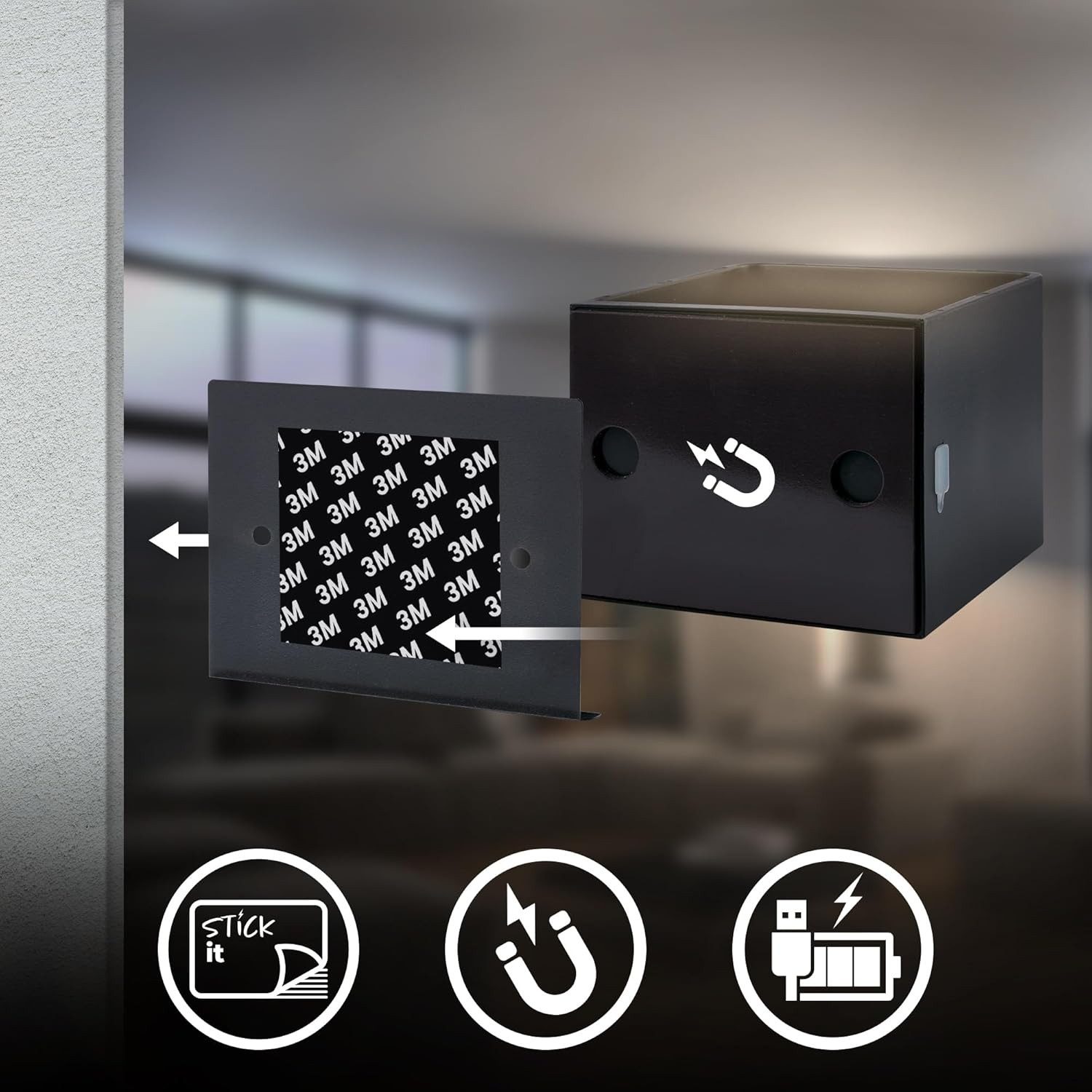 APPLIQUE LED C/SENSORE 1.5W 3K NERO