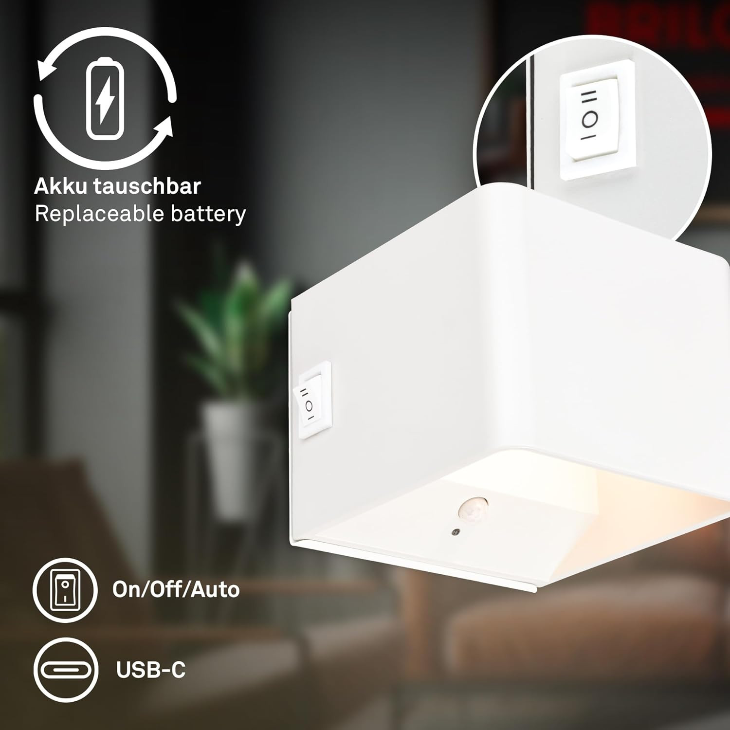 APPLIQUE LED C/SENSORE 1.5W 3K B.CA