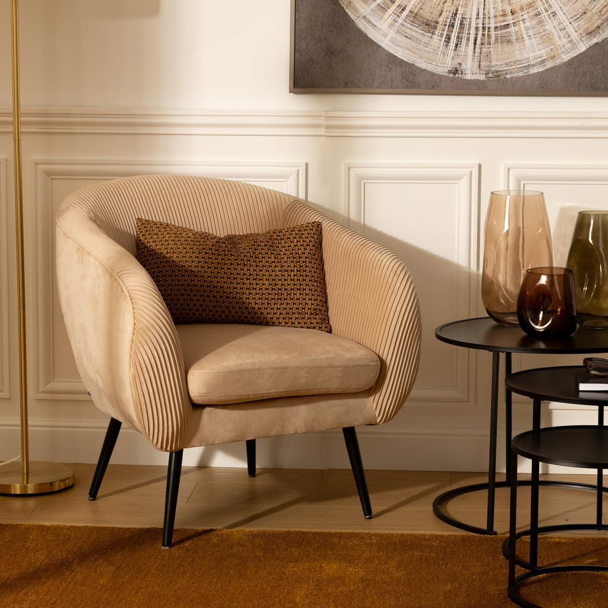 POLTRONA SOLARO IN VELLUTO BEIGE