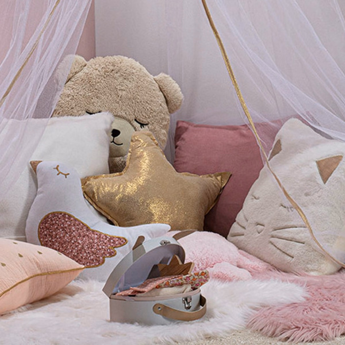 CUSCINO TONDO ORSO C/ORECCHIE BEIGE