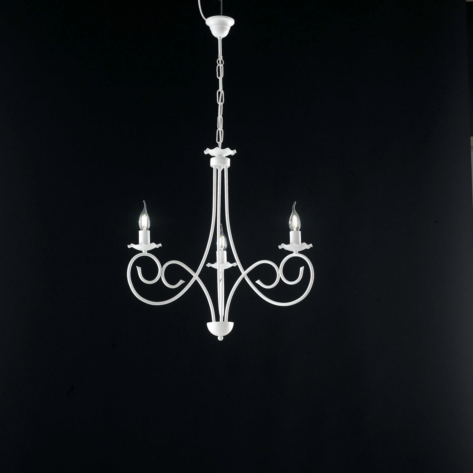 LAMPADARIO IN FERRO 3XE14 42W D.120 BIANCO SHABBY