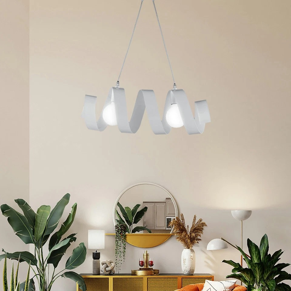 SOSPENSIONE FERRO 2XE27 55W CM.120 BIANCO