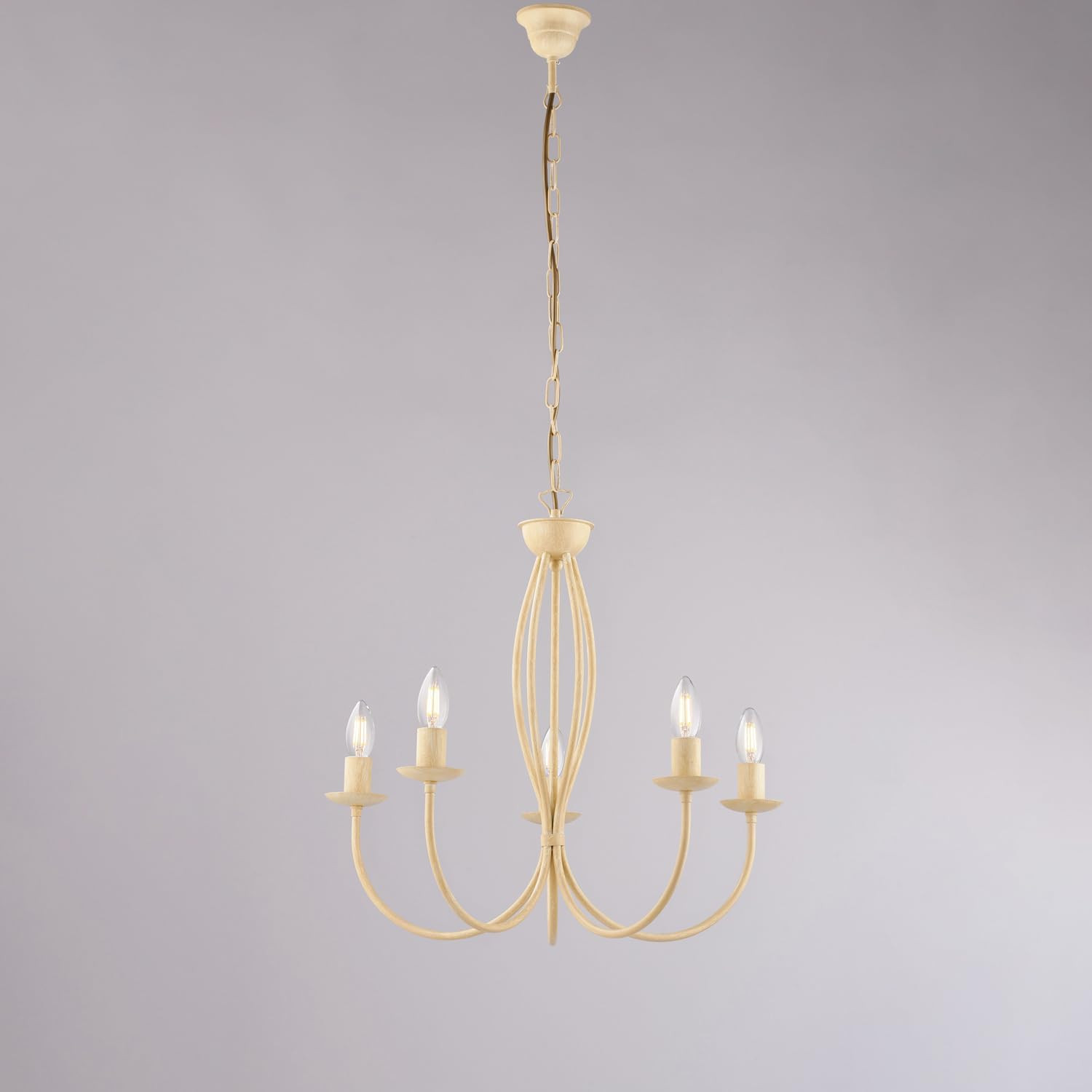 LAMPADARIO IN FERRO 5XE4 42W AVORIO DECAPE