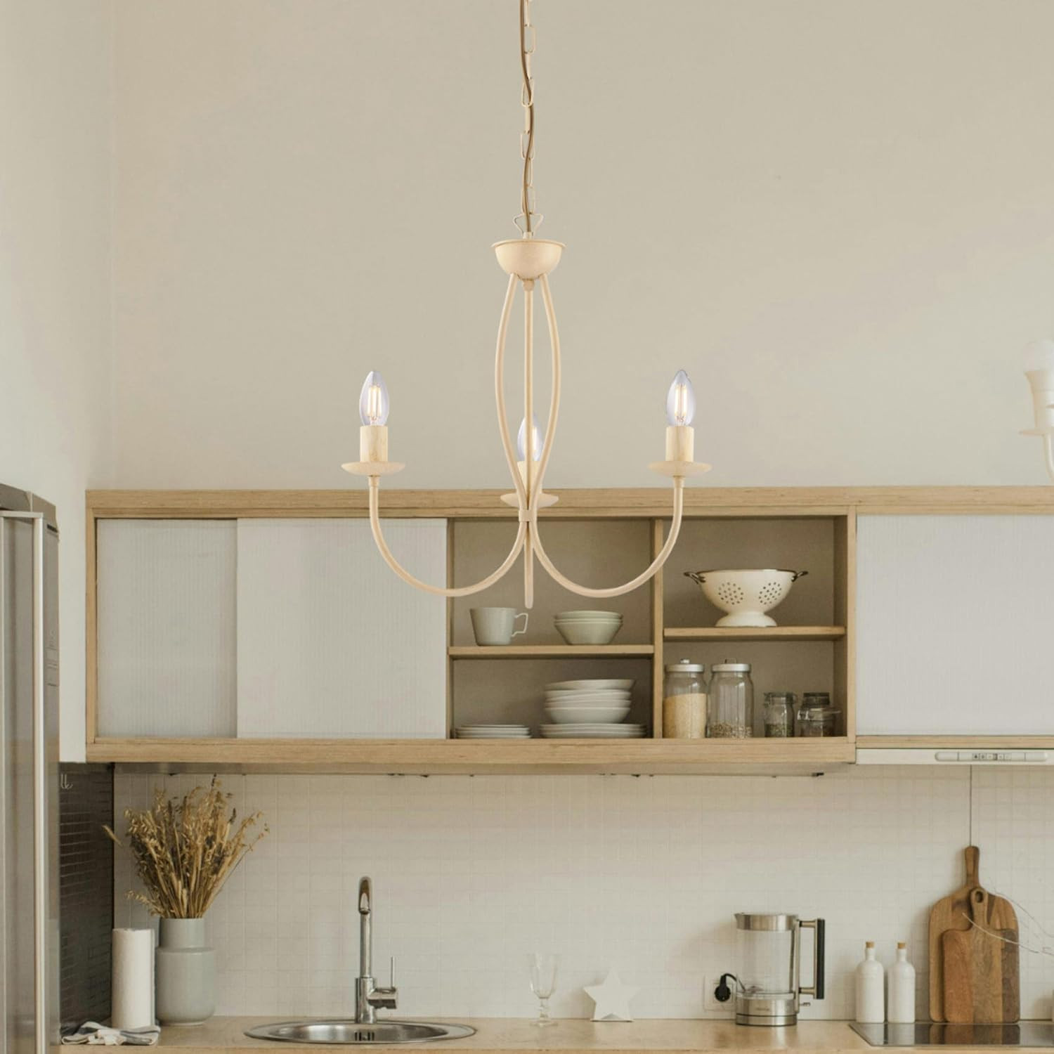 LAMPADARIO IN FERRO 3XE14 42W AVORIO