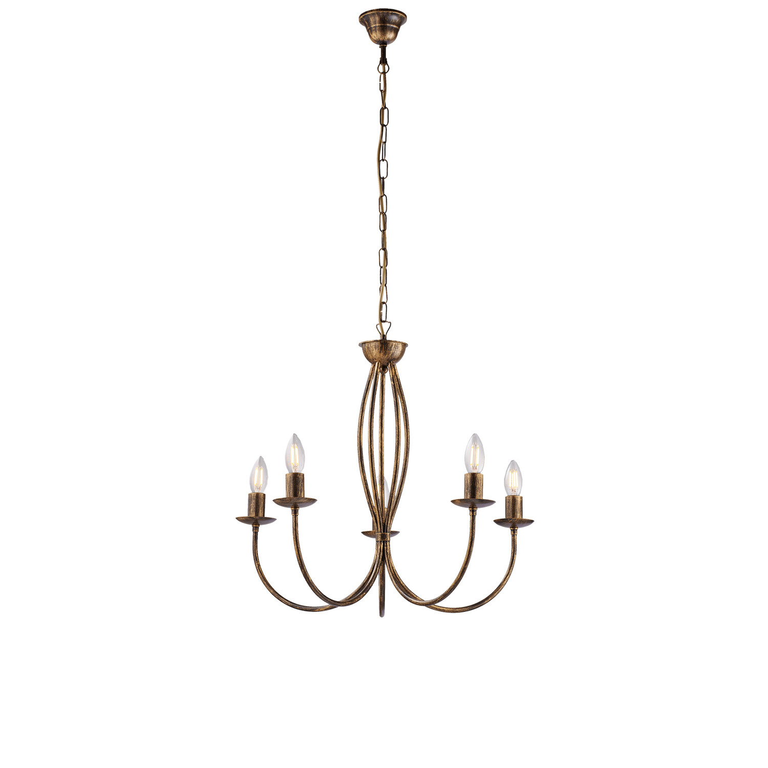 LAMPADARIO IN FERRO 5XE14 42W MARRONE/ORO