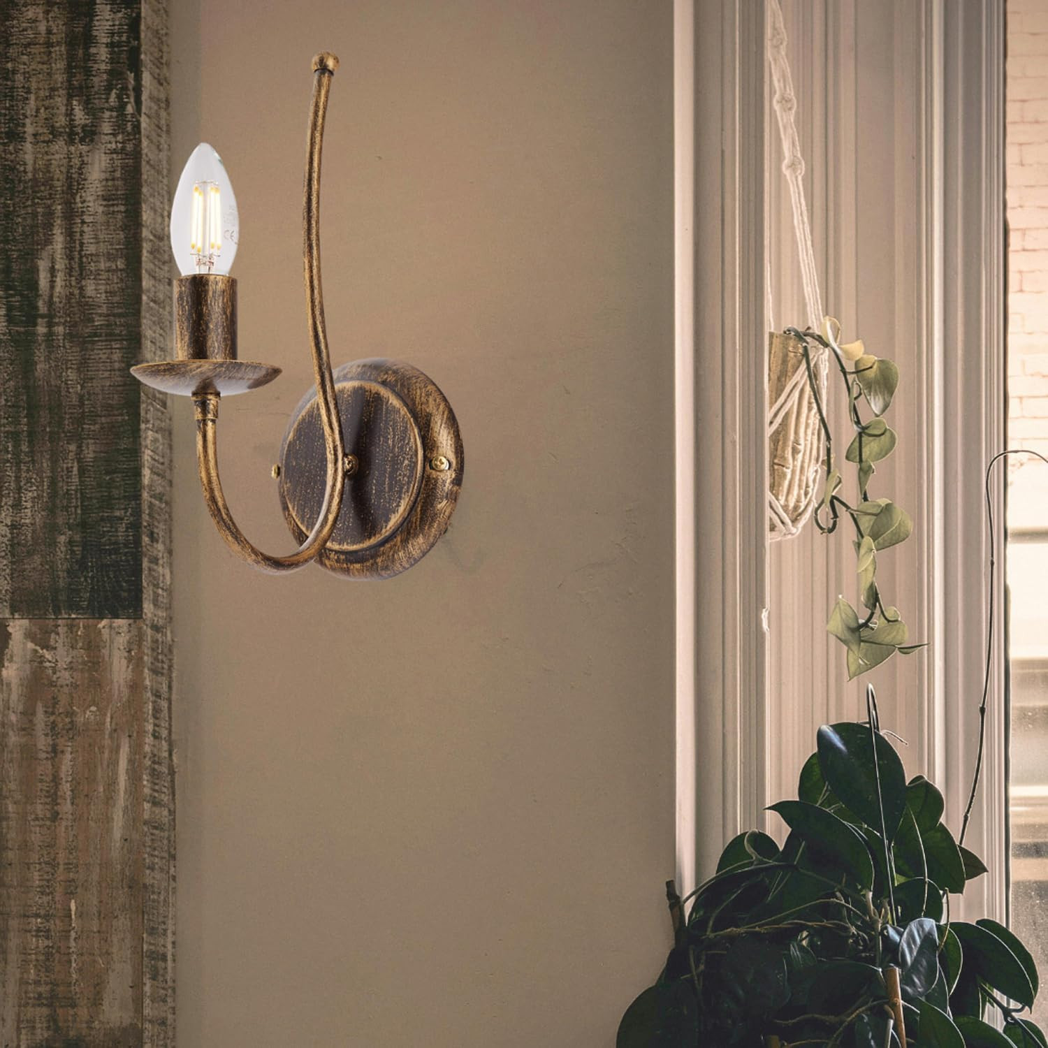 APPLIQUE IN FERRO 1XE14 42W MARRONE/ORO