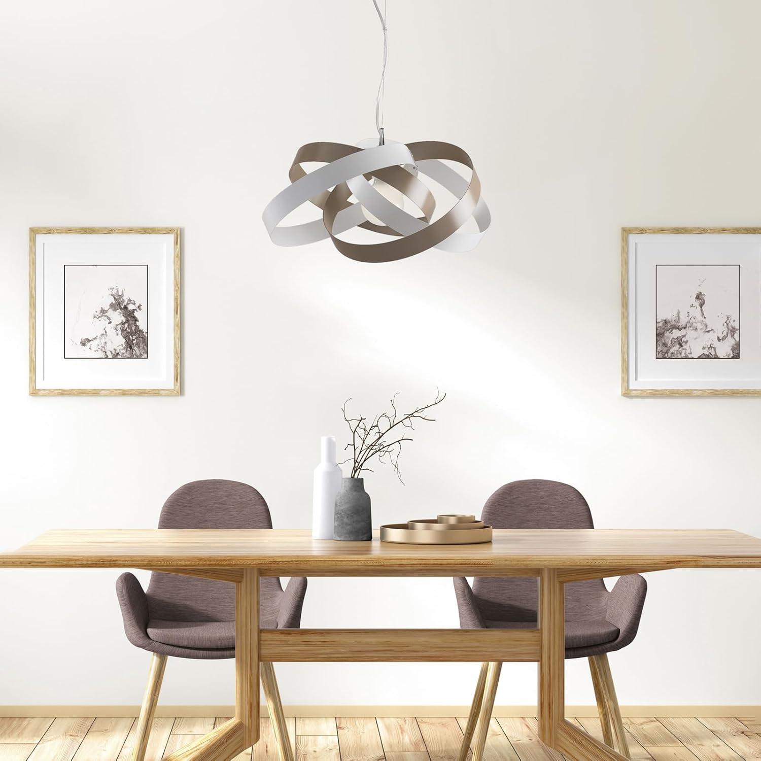 SOSPENSIONE IN FERRO 1XE27 D.54 BIANCO/TORTORA