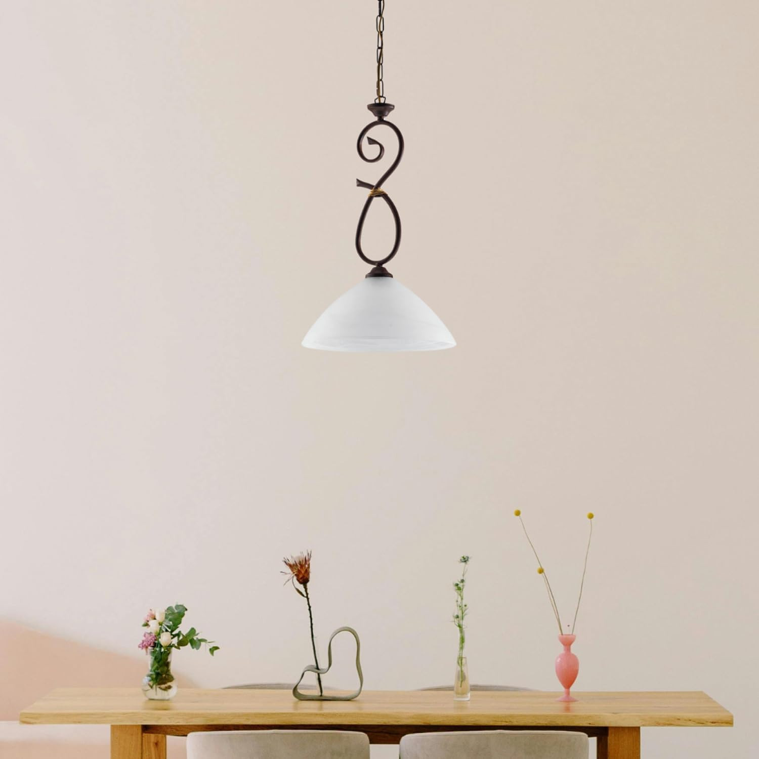 LAMPADARIO IN FERRO 1XE27 55W D.30 NERO/RUGGINE