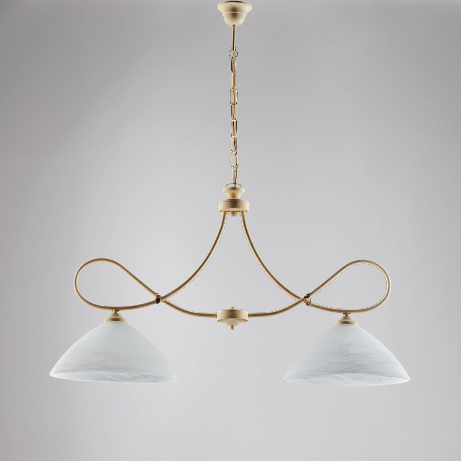 LAMPADARIO IN FERRO 2XE27 55W CM.92 AVORIO DECAPE