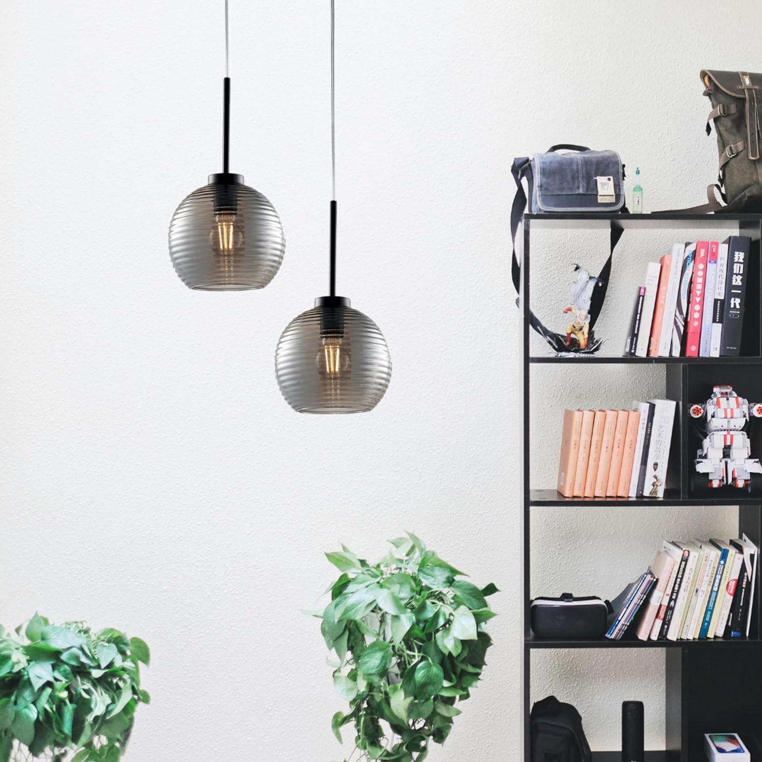 SOSPENSIONE FERRO/VETRO 1XE27 D.20 GRIGIO