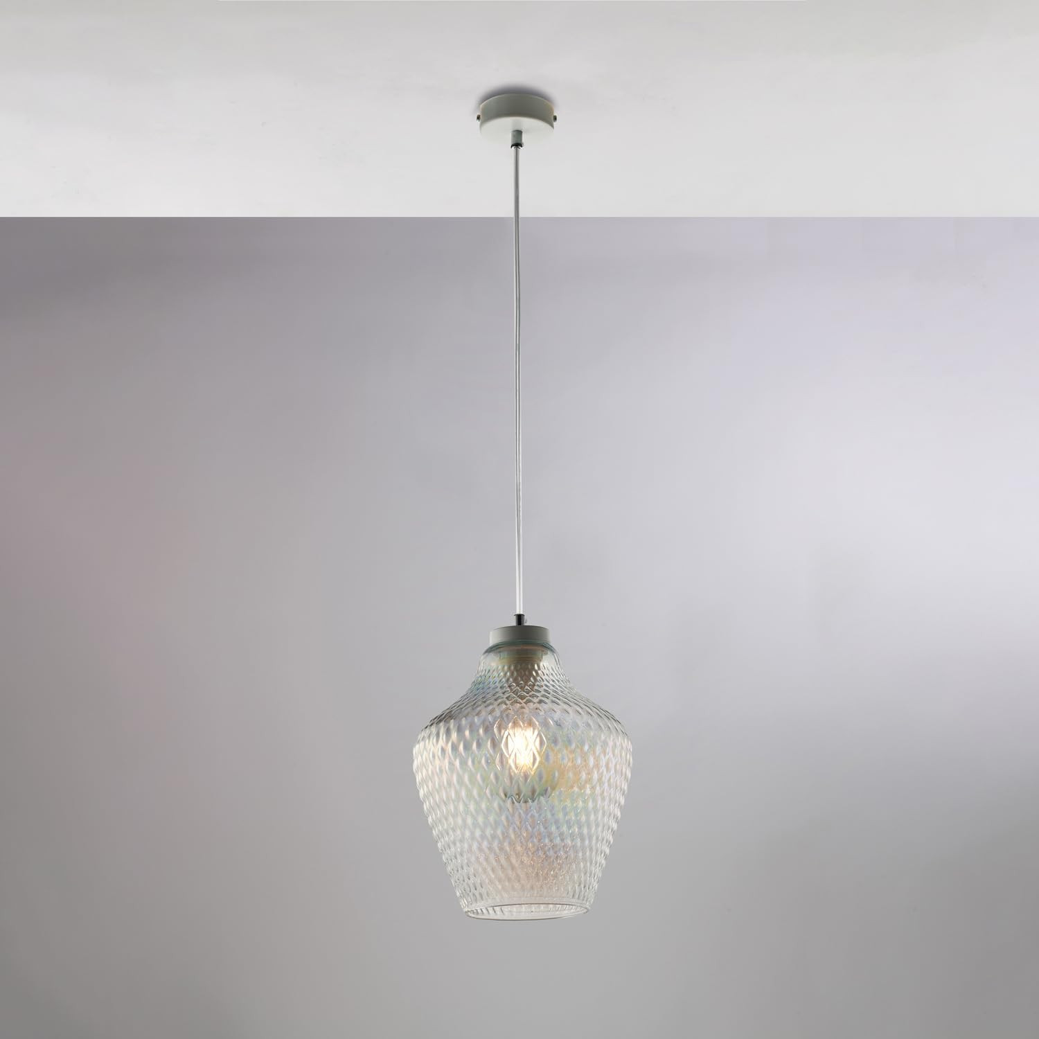 SOSP.IN FERRO 1XE27 55W D.21 VETRO TRASPARENTE