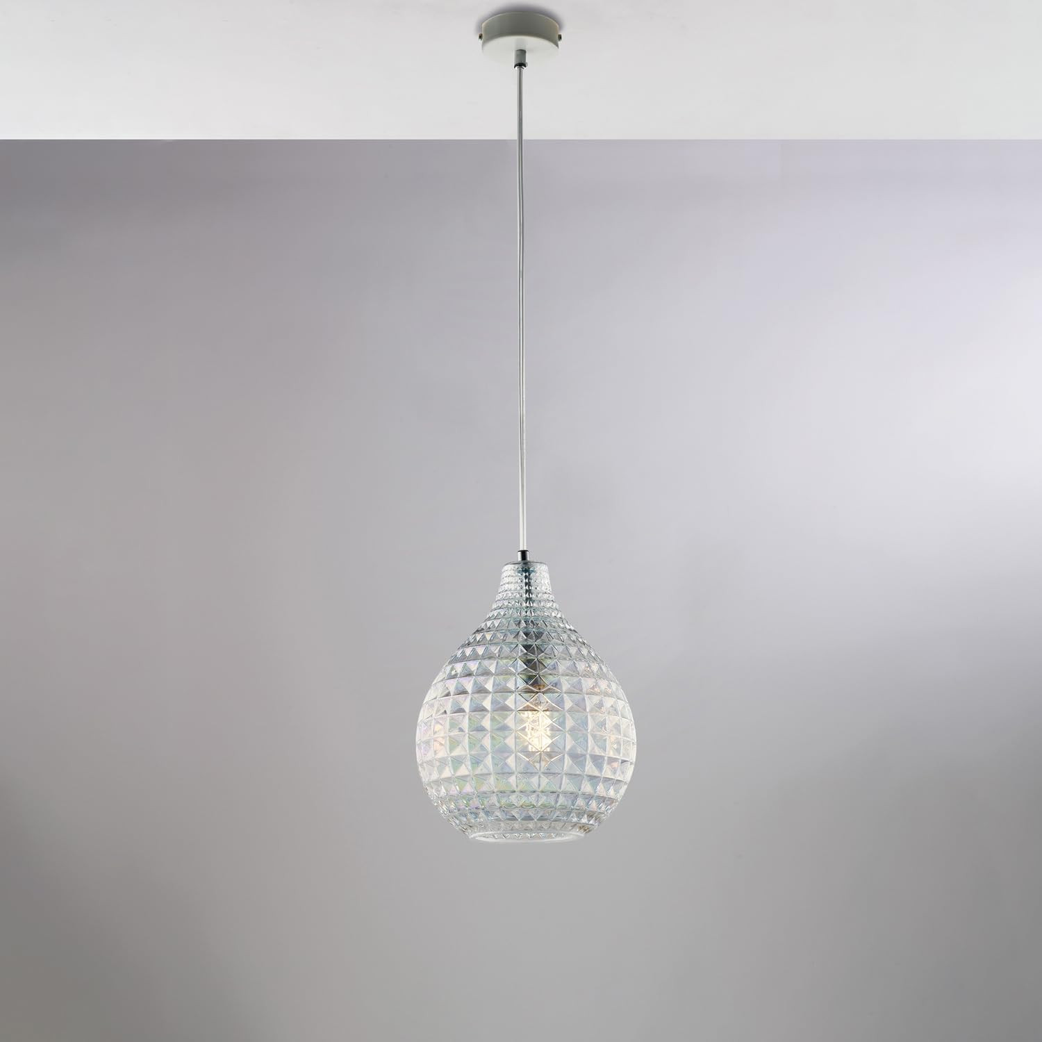 SOSP.IN FERRO 1XE27 55W D.21 VTR TRASPARENTE