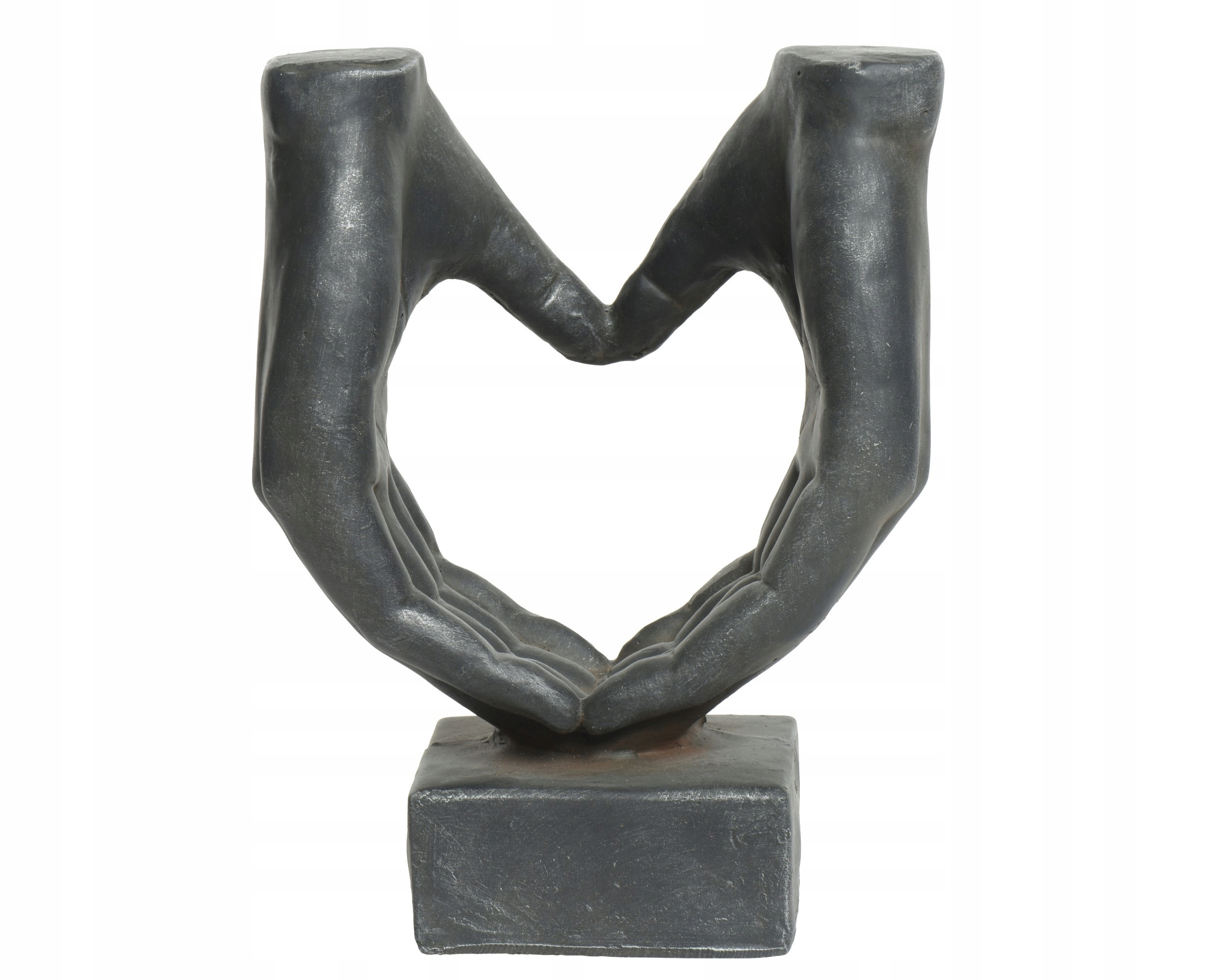 STATUA CUORE IN POLIMAGNESIO H.37 ANTRACITE/SILVER