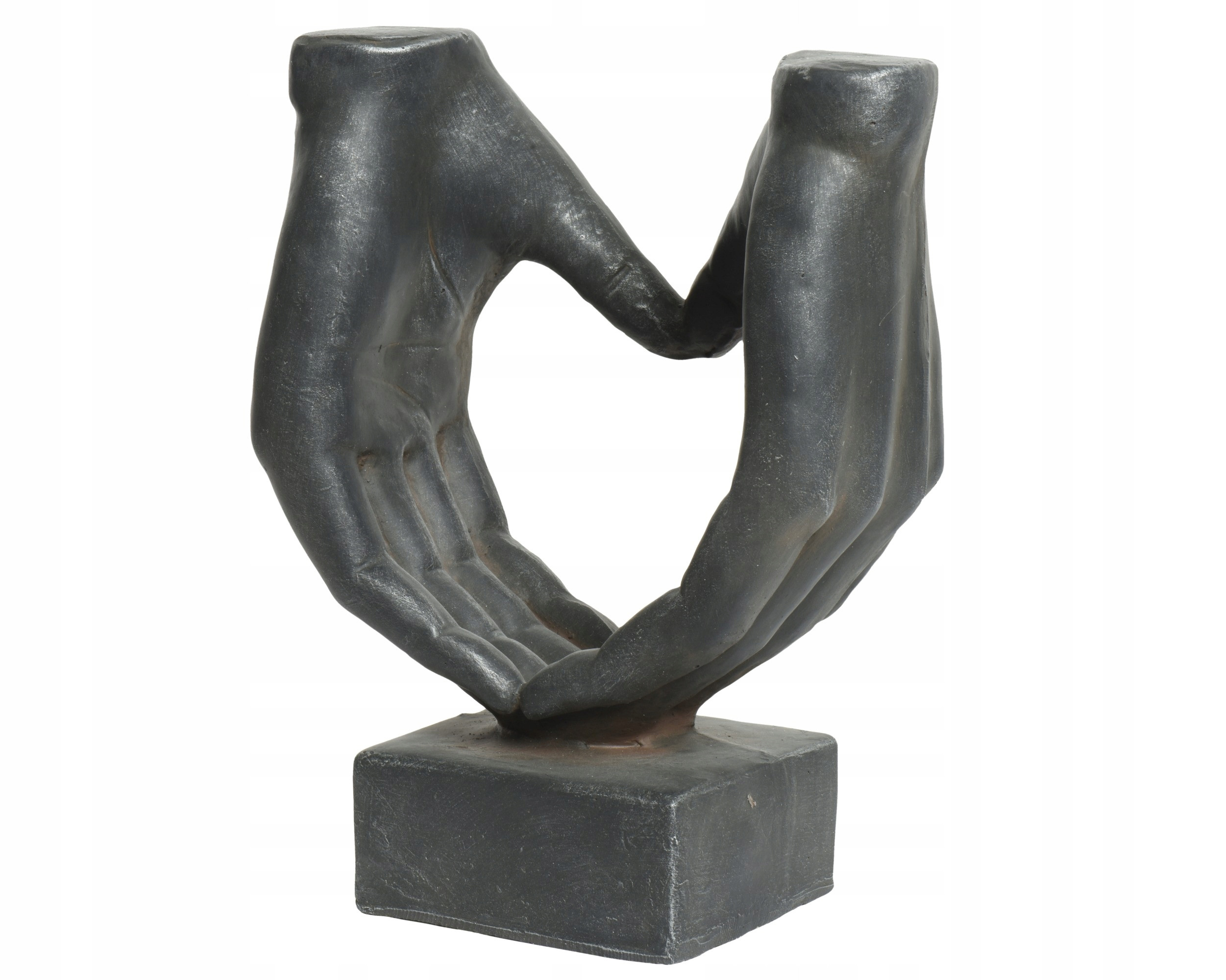 STATUA CUORE IN POLIMAGNESIO H.37 ANTRACITE/SILVER
