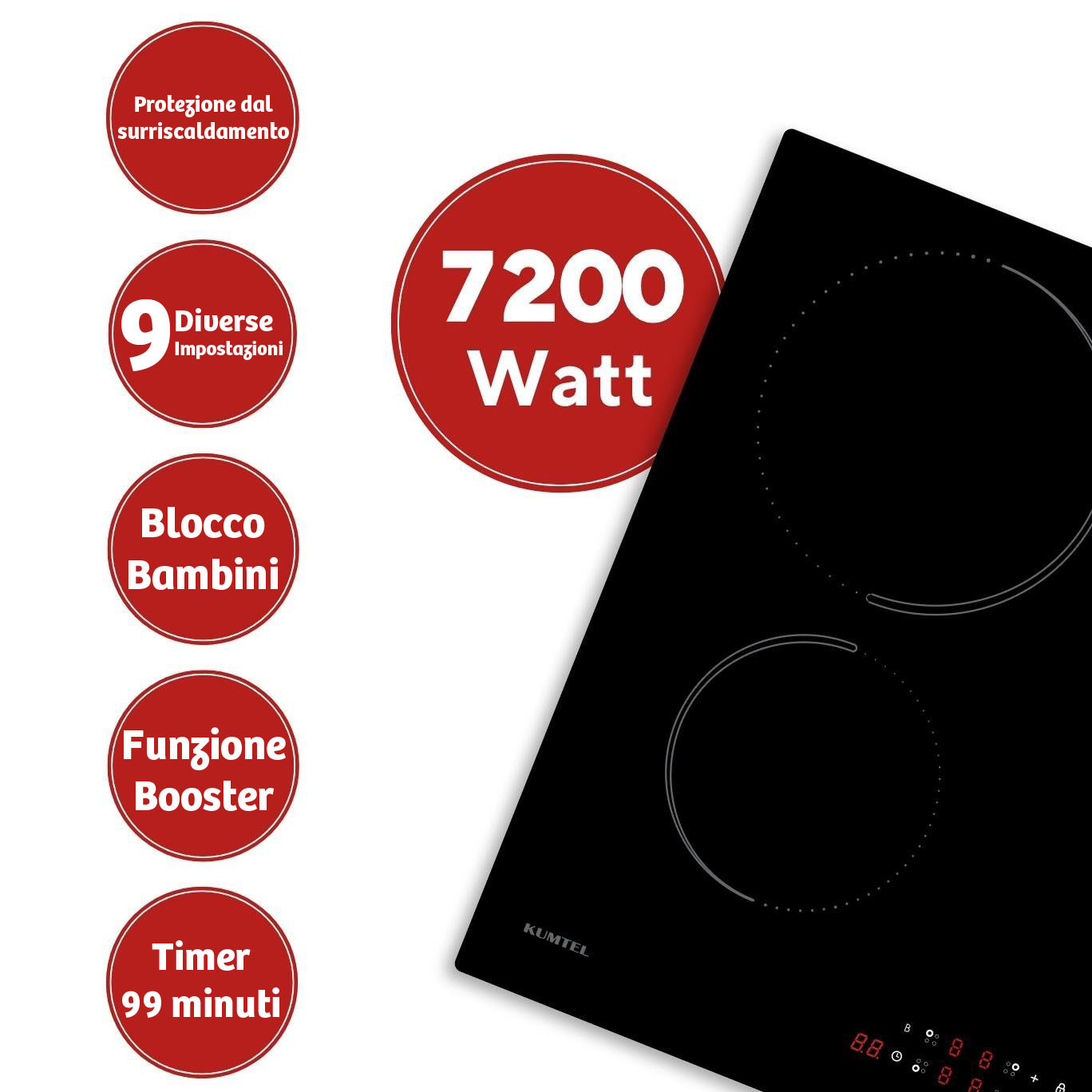 PIANO COTTURA AD INDUZIONE 4 FUOCHI KUMTEL