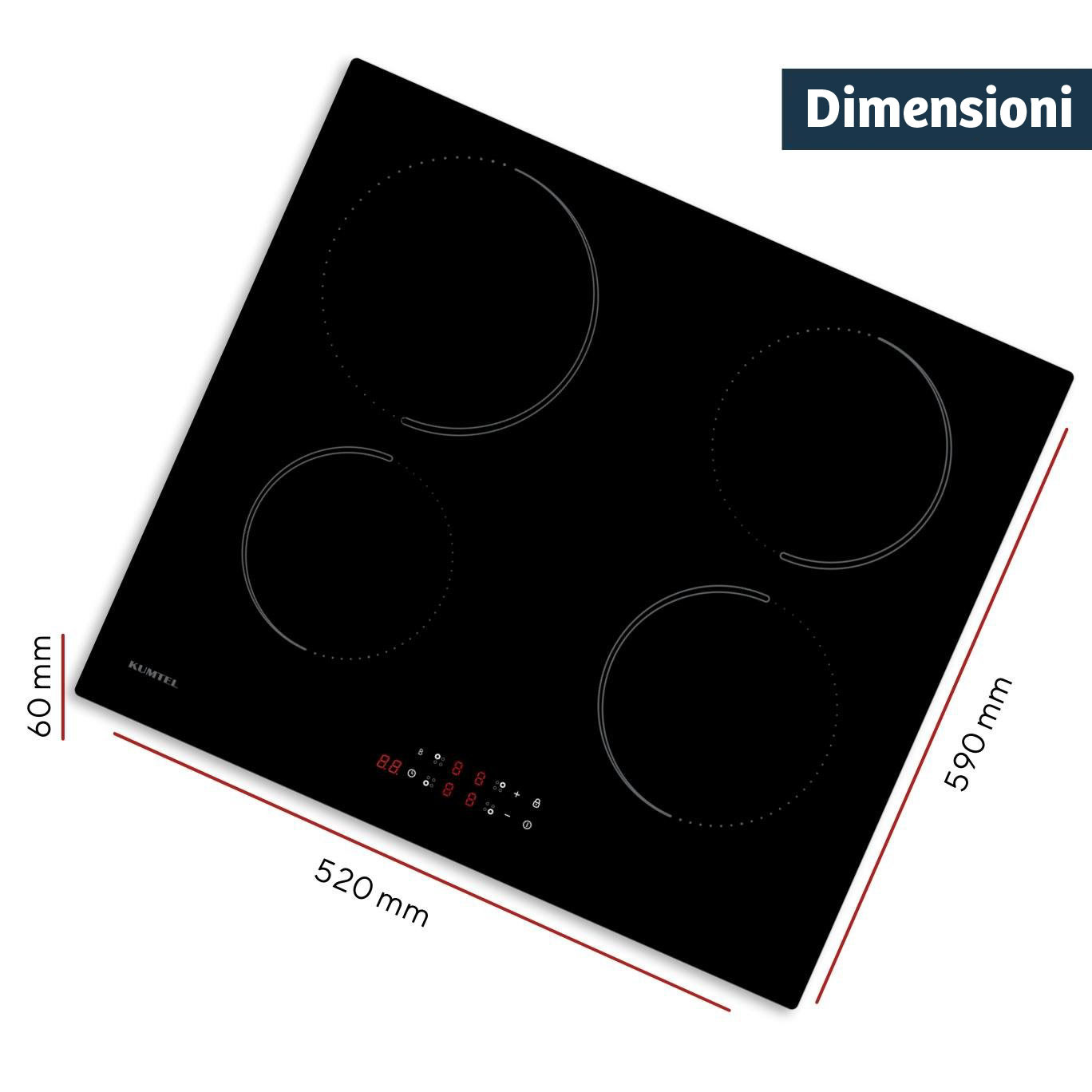 PIANO COTTURA AD INDUZIONE 4 FUOCHI KUMTEL