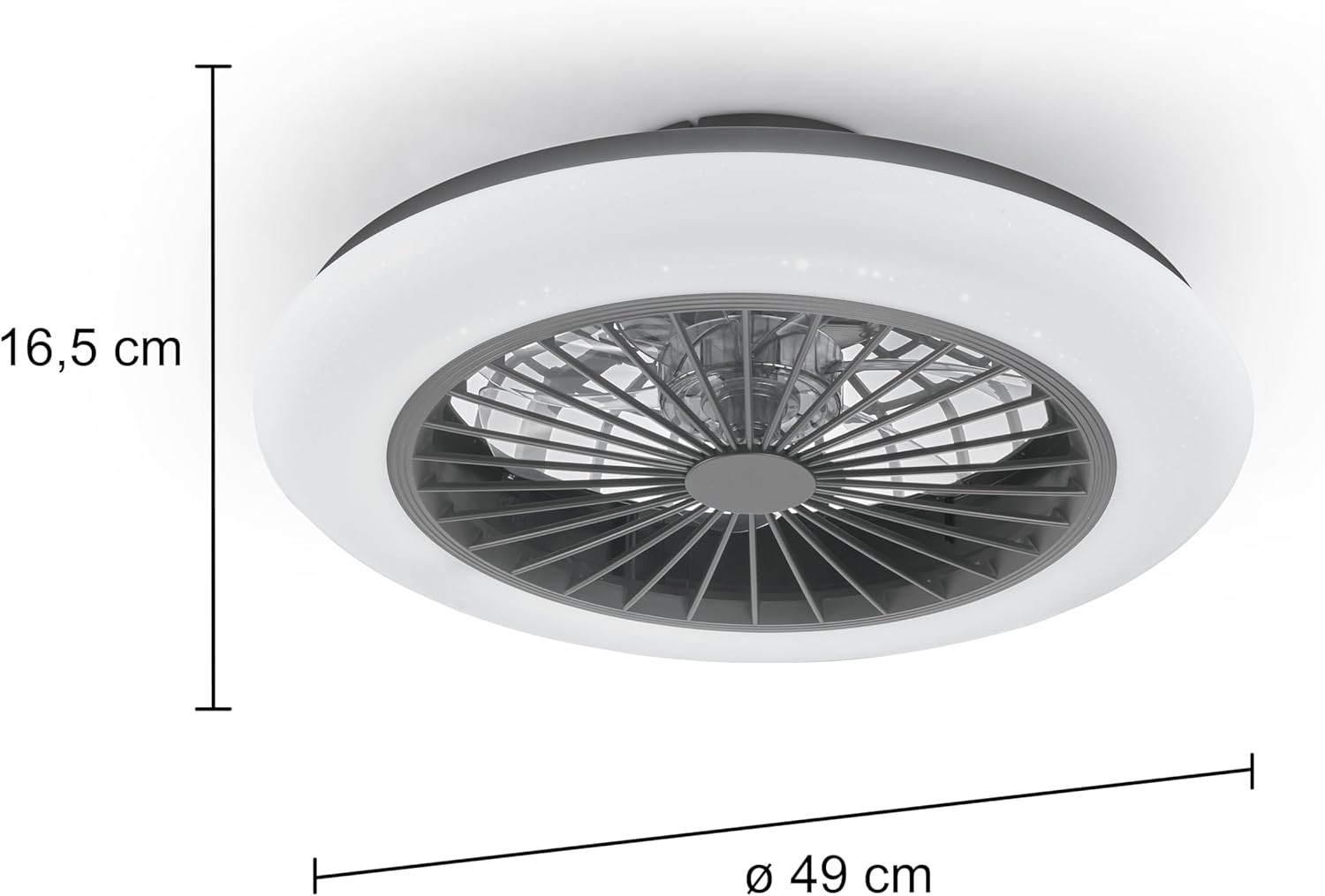 PLAFONIERA VENTILATORE D.50 NERO