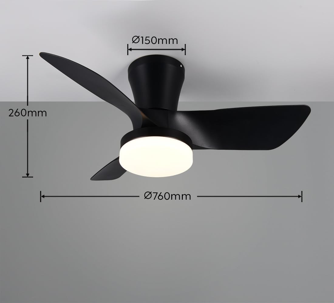 PLAFONIERA VENTILATORE LED CM.76 NERO