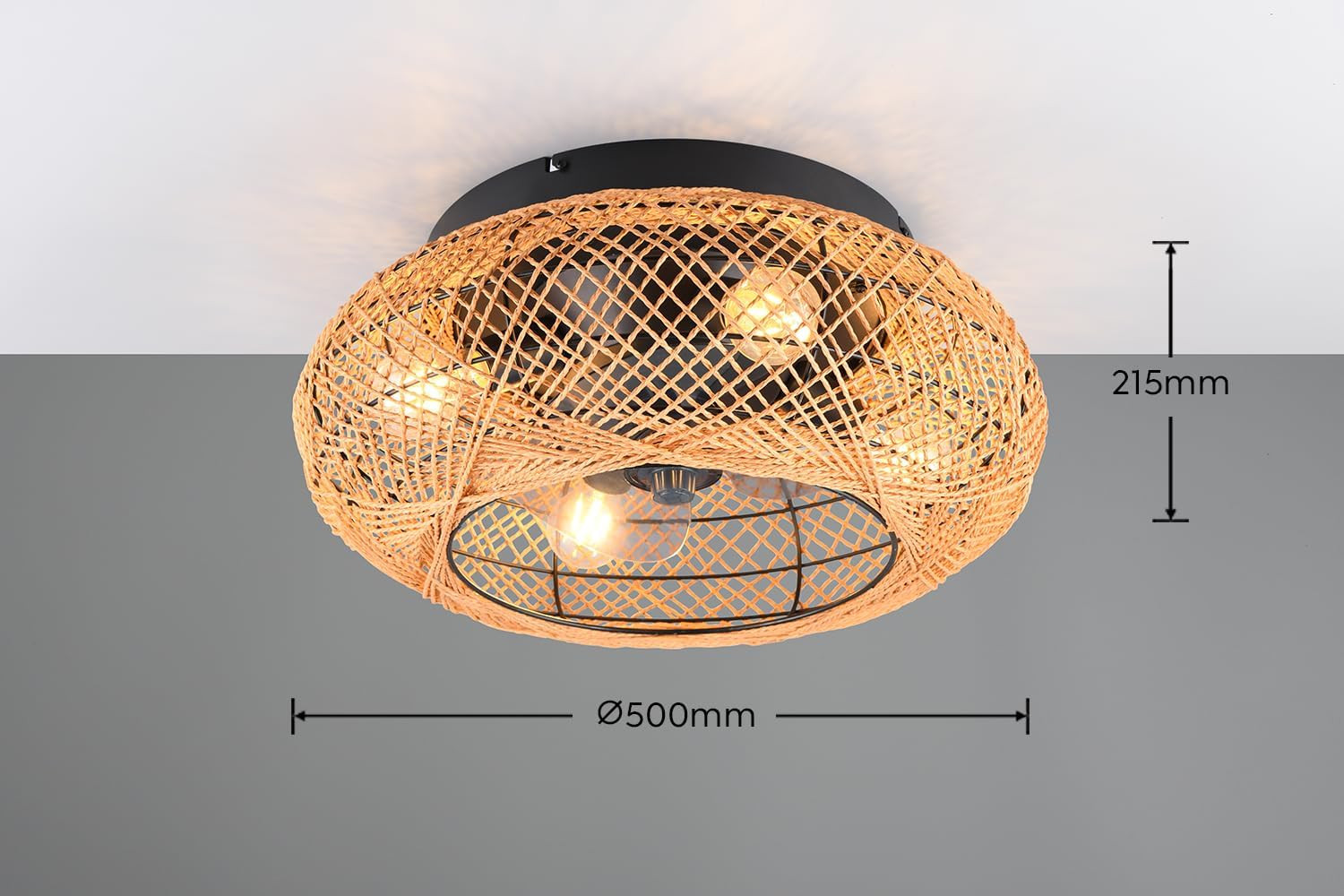 PLAFONIERA VENTILATORE CON FIBRA CM.50 4 LUCI