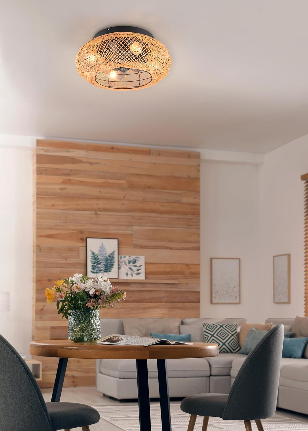 PLAFONIERA VENTILATORE CON FIBRA CM.50 4 LUCI