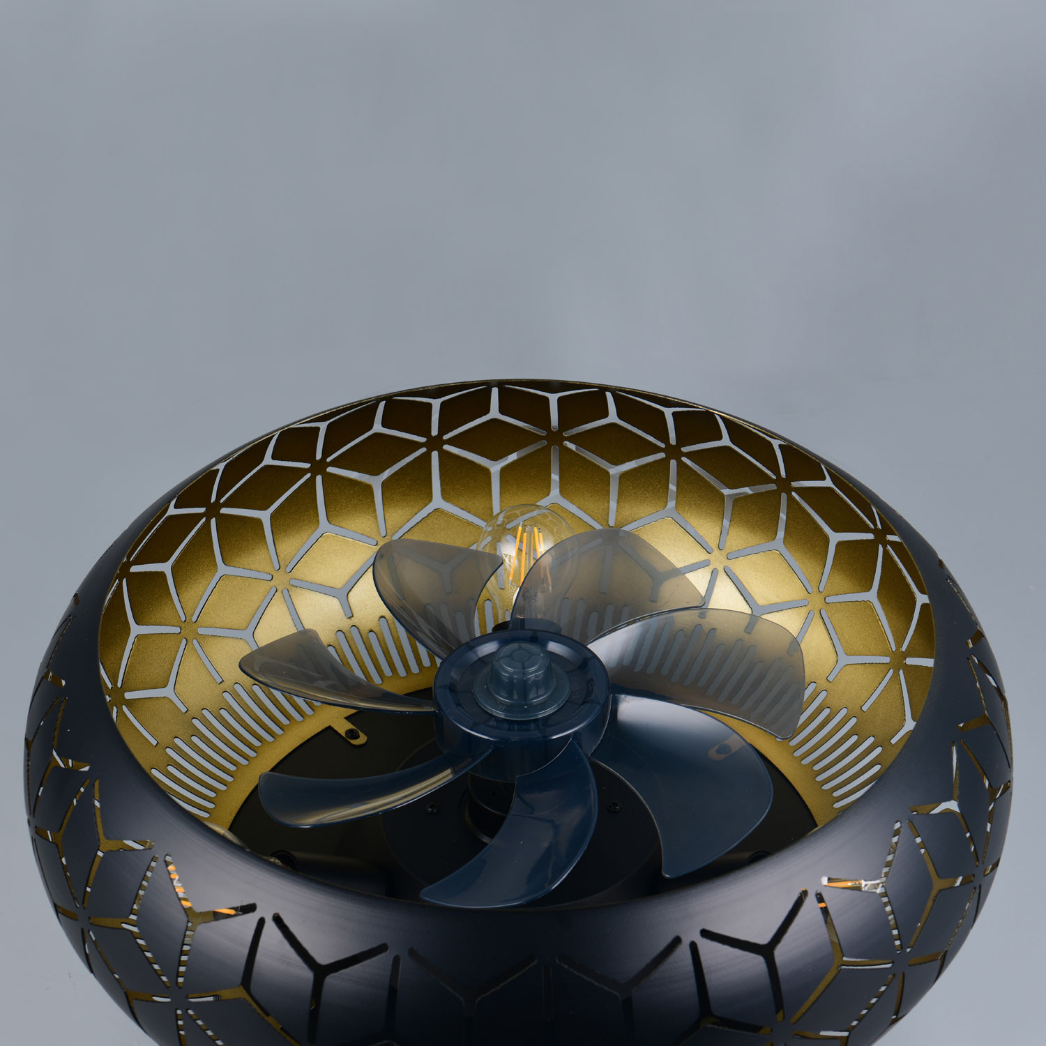 PLAFONIERA VENTILATORE METALLO CM.50 NERO E ORO