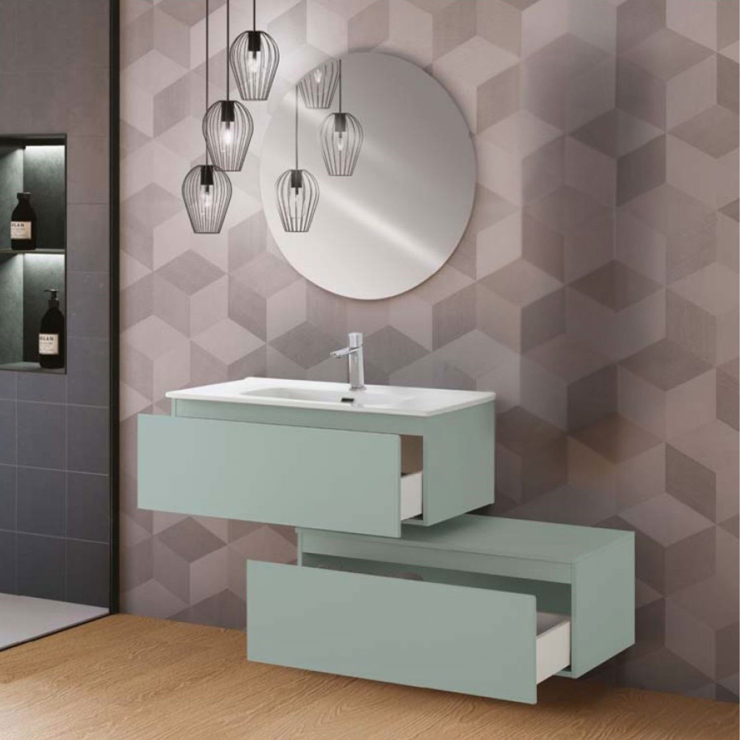 MOBILE BAGNO SOSPESO CM.90 VERDE