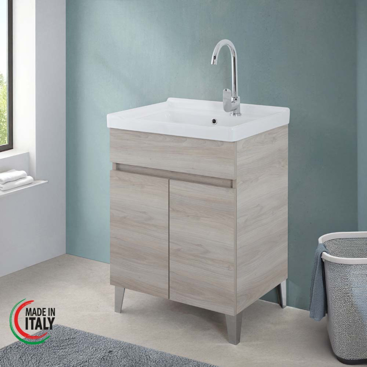 LAVATOIO CM.60X48 ROVERE GRIGIO