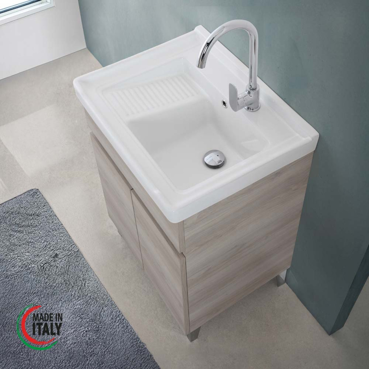 LAVATOIO CM.60X48 ROVERE GRIGIO