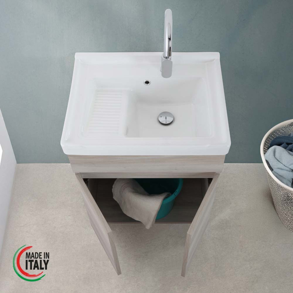 LAVATOIO CM.60X48 ROVERE GRIGIO
