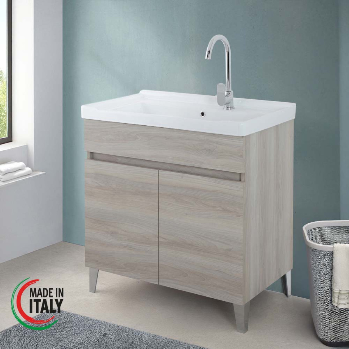 LAVATOIO CM.80X48 ROVERE GRIGIO
