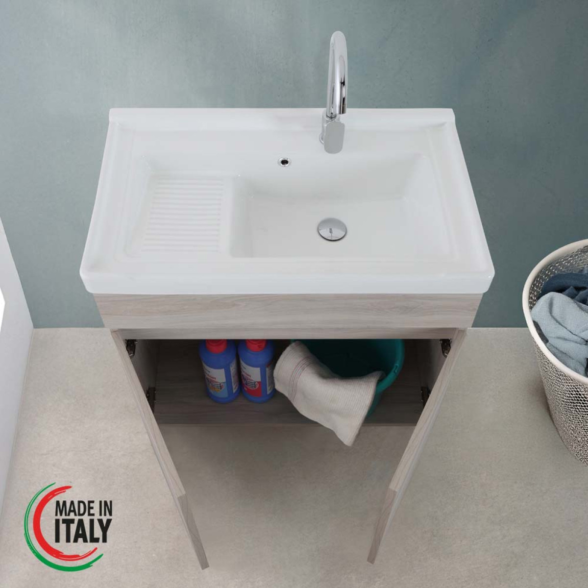 LAVATOIO CM.80X48 ROVERE GRIGIO