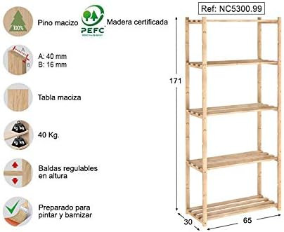 SCAFFALE IN LEGNO CM.65X30 H170