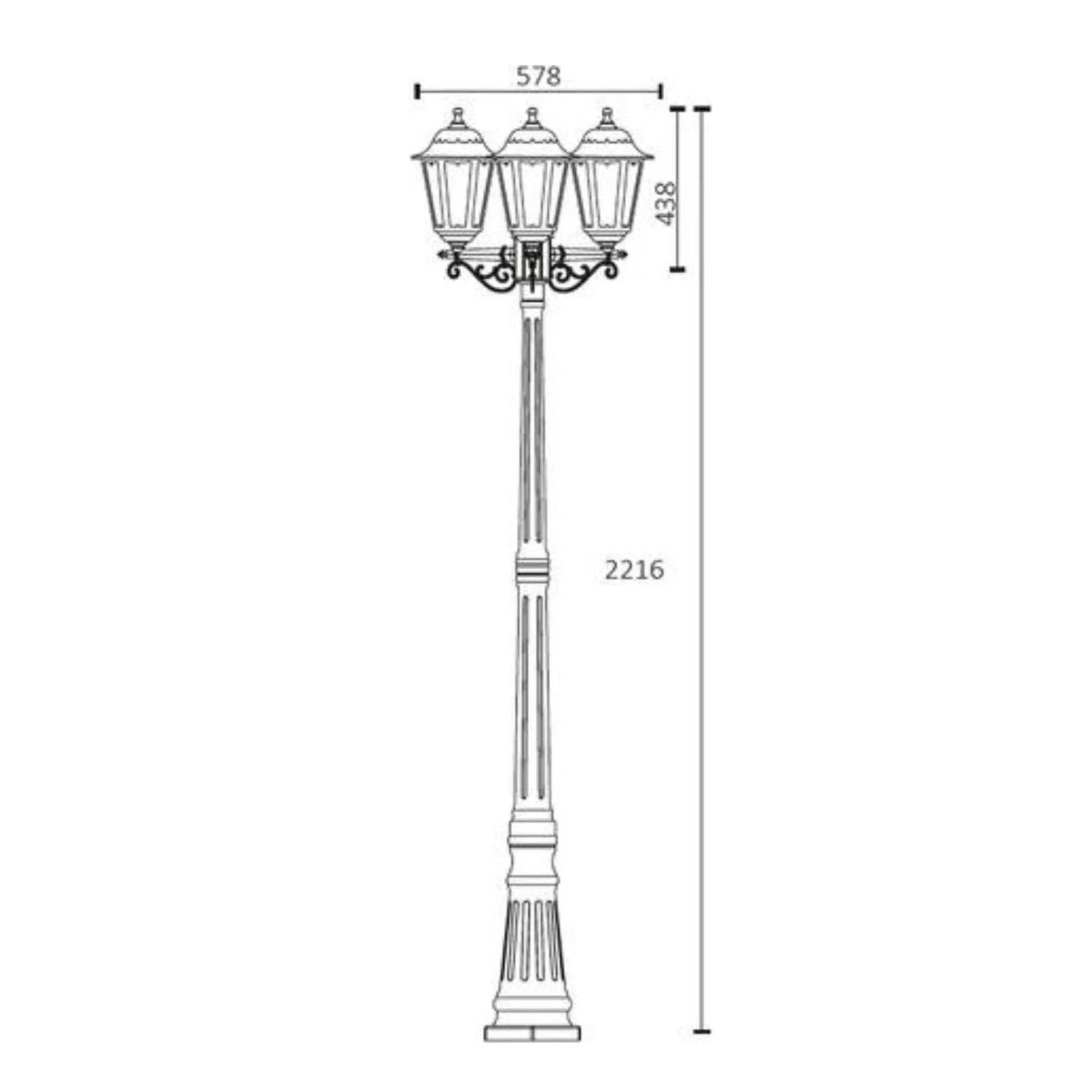 PALO CON 3 LANTERNE BIANCO VETRORESINA CM.220