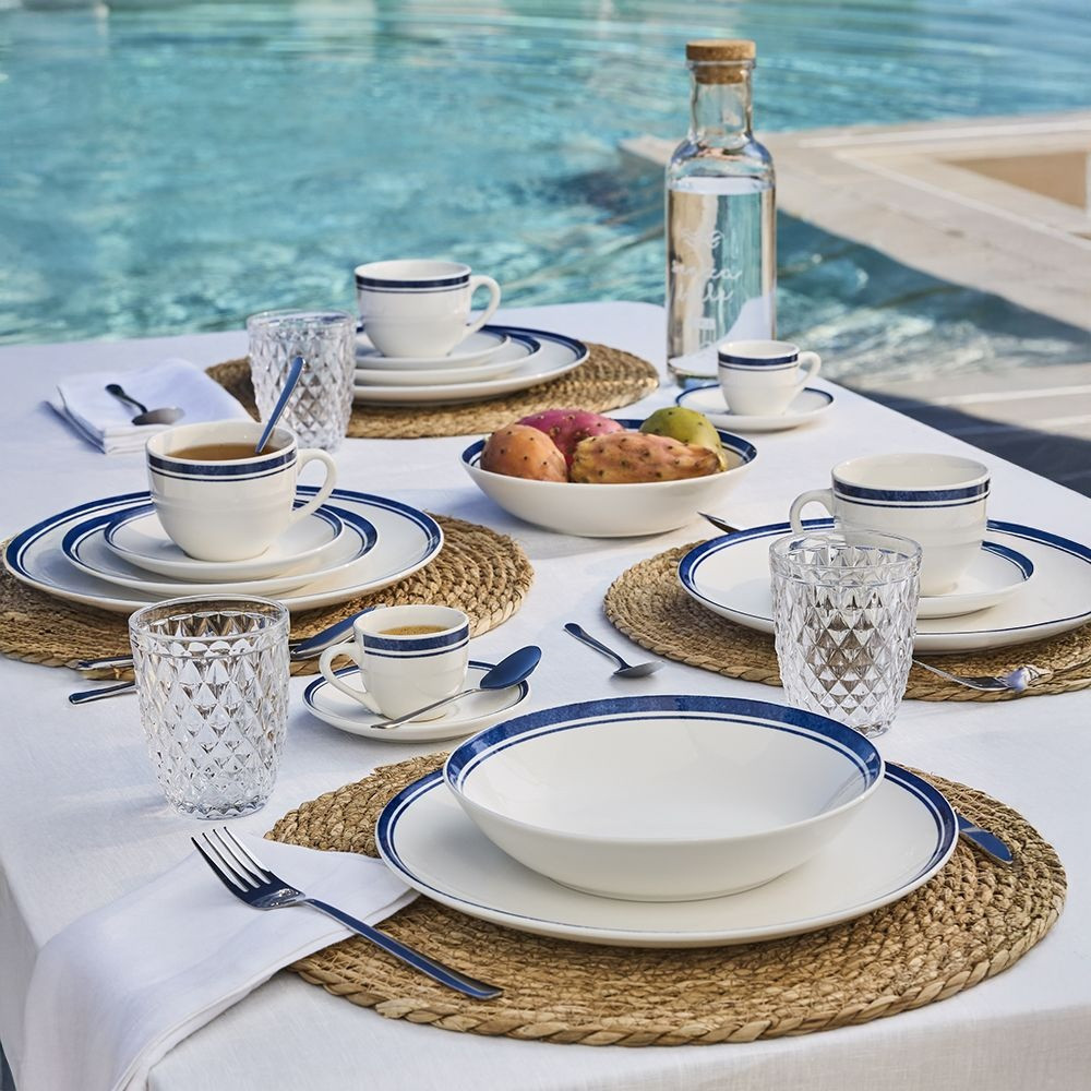 SERV.DA TAVOLA MADISON FILO BLU PZ.18