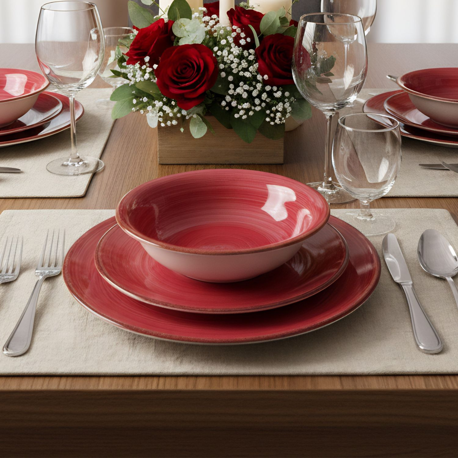 SERVIZIO TAVOLA 18PZ FRANCESCA ROSSO